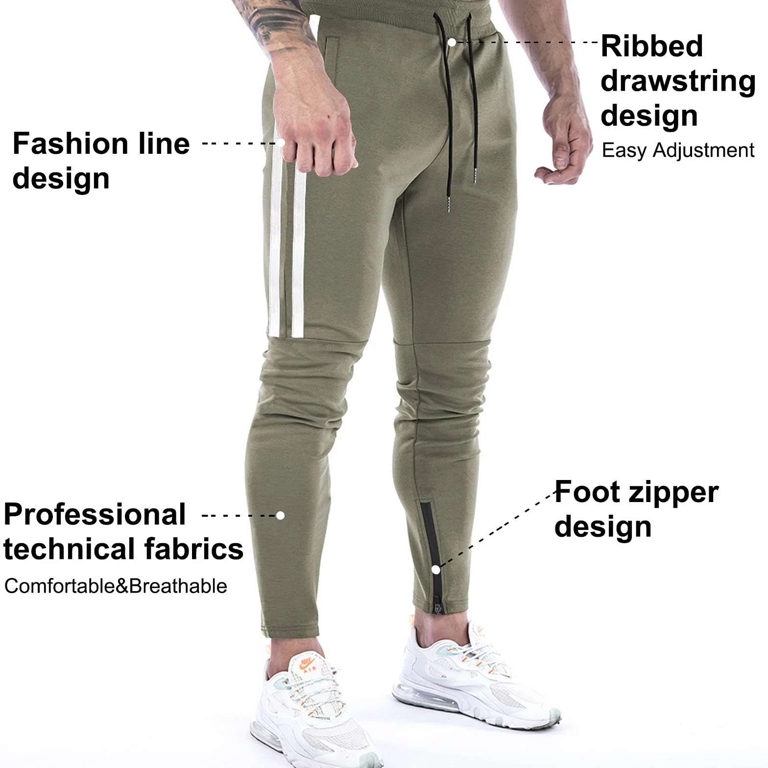 Pantalones Deportivos Running para Hombre Jogger Gimnasio Fitness Entrenamiento Pantalon Largos Chándal Bolsillo Cremallera Suwangi