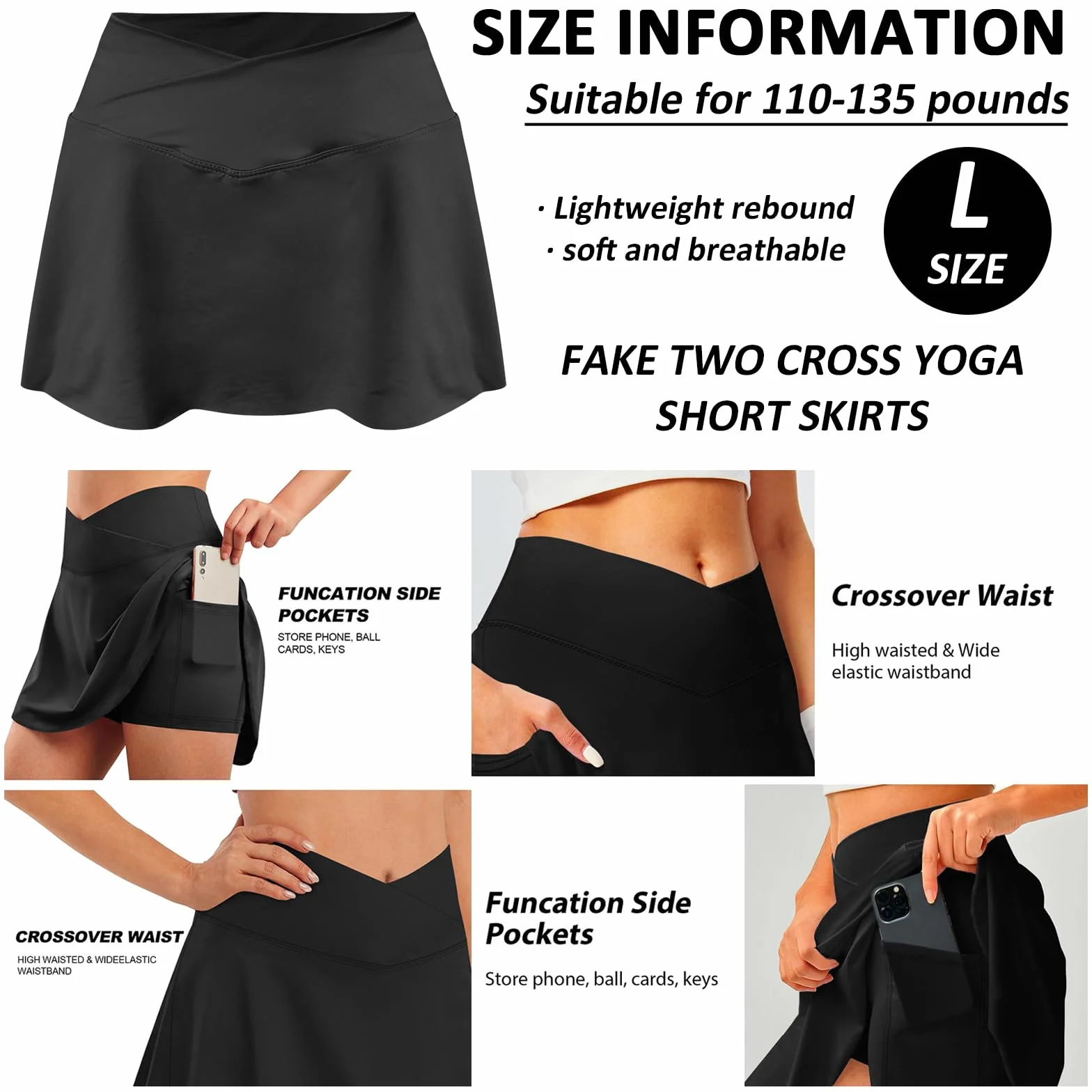 Falda Plisada Deportiva para Mujer, Skorts de Golf con Bolsillo, Minifalda para Correr y Gimnasio