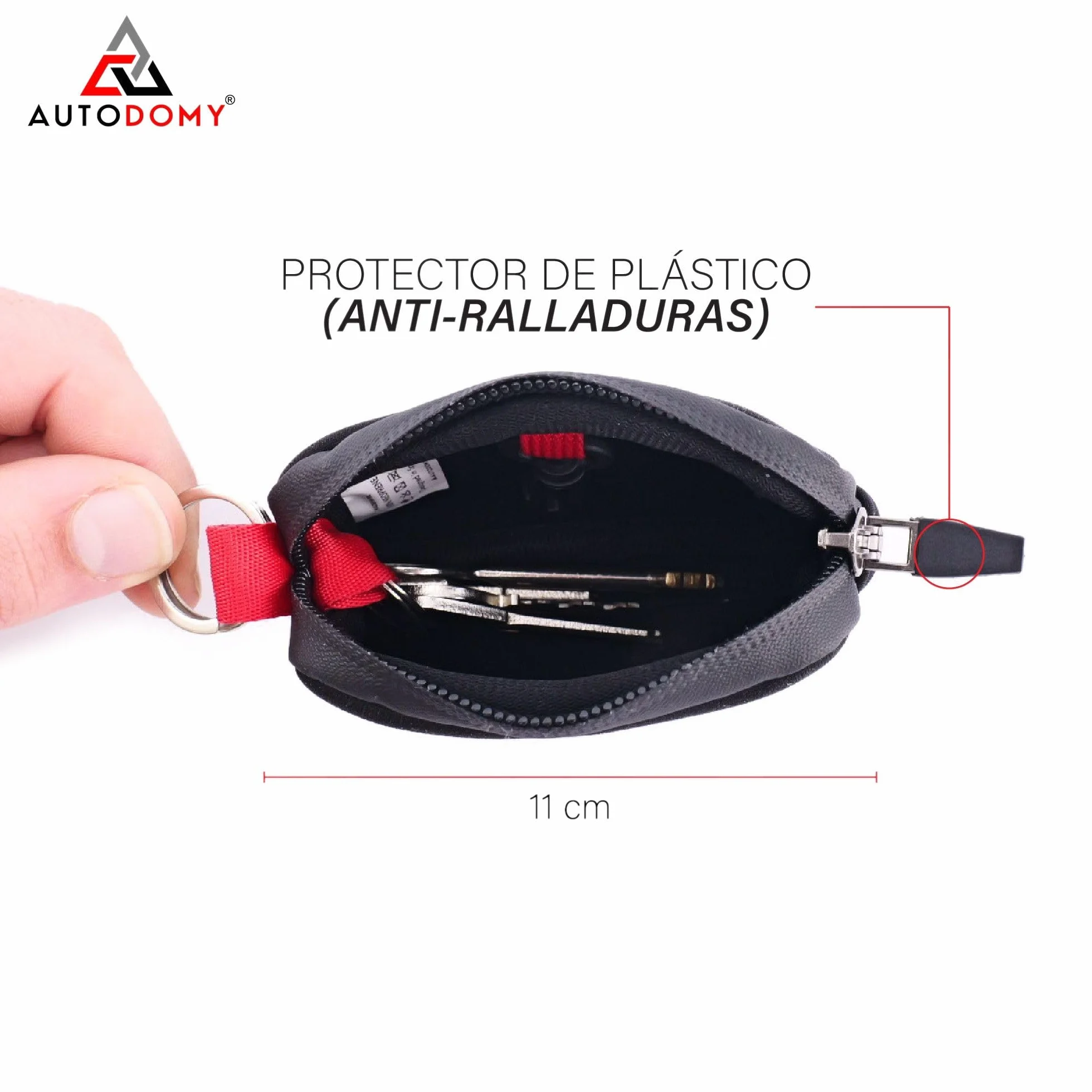 Autodomy Llavero para Moto Impermeable Neopreno Negro Rojo Porta Llaves con Anilla Mosquetón