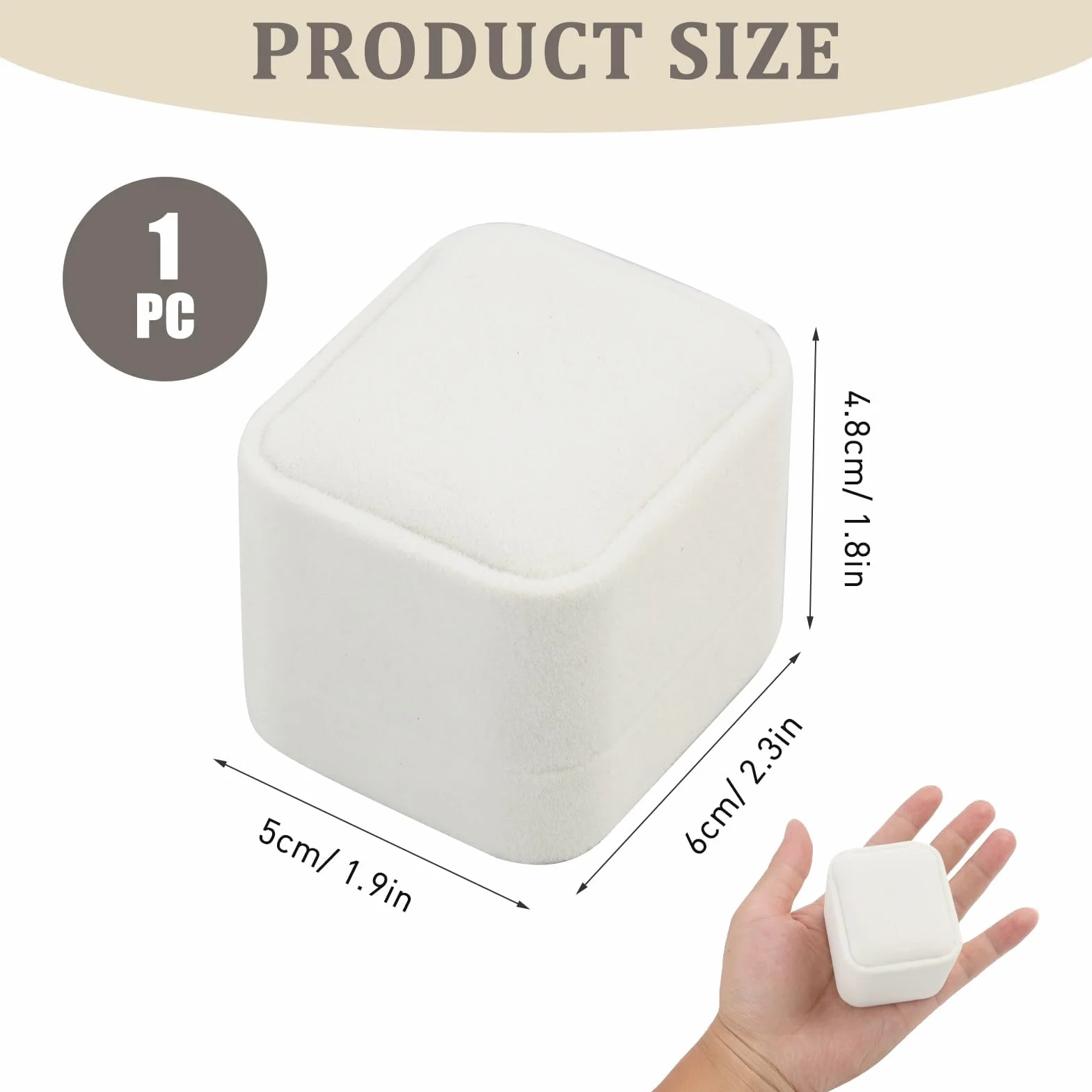 Caja de Anillo de Terciopelo Blanco, Joyería Regalo 6x5x4 cm