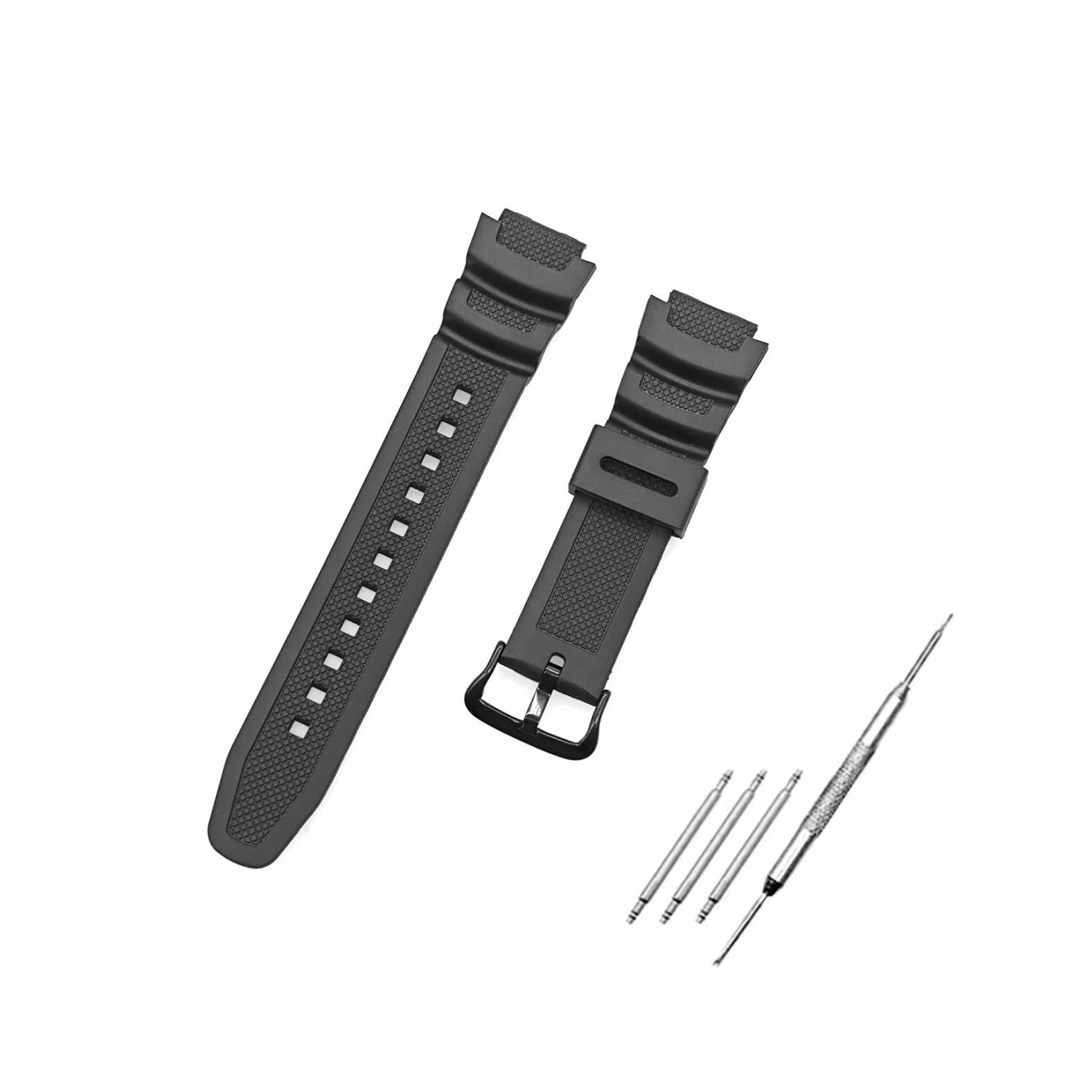 Casio AE-1300 AE-1200 SGW-300H SGW-400H SGW-500H W-218H W-219H MRW-200H Correa repuesto caucho negro 18mm impermeable