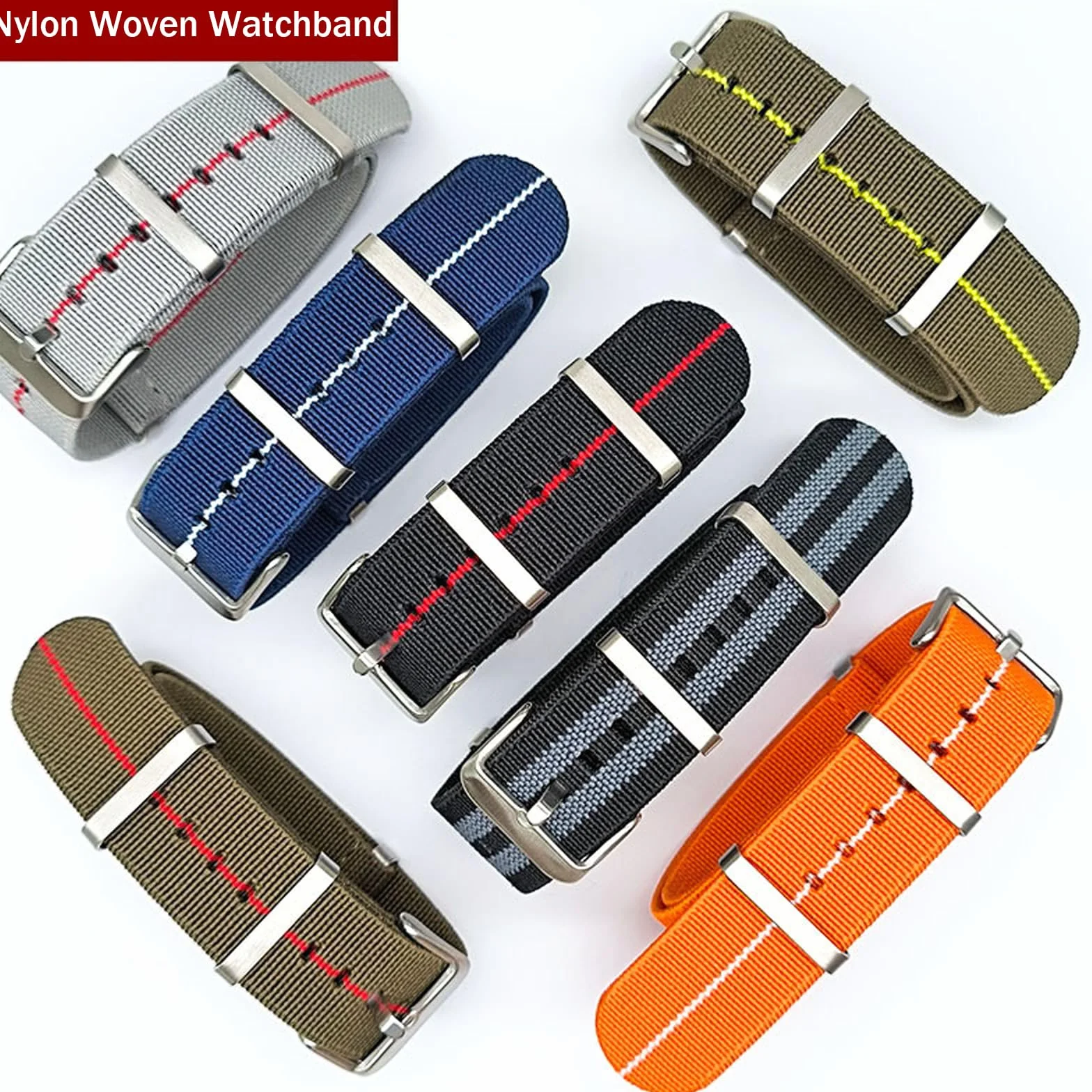 Correa de Reloj Nailon Elástico Nato Estilo Militar 18mm 20mm 22mm Tejido Trenzado Paracaídas