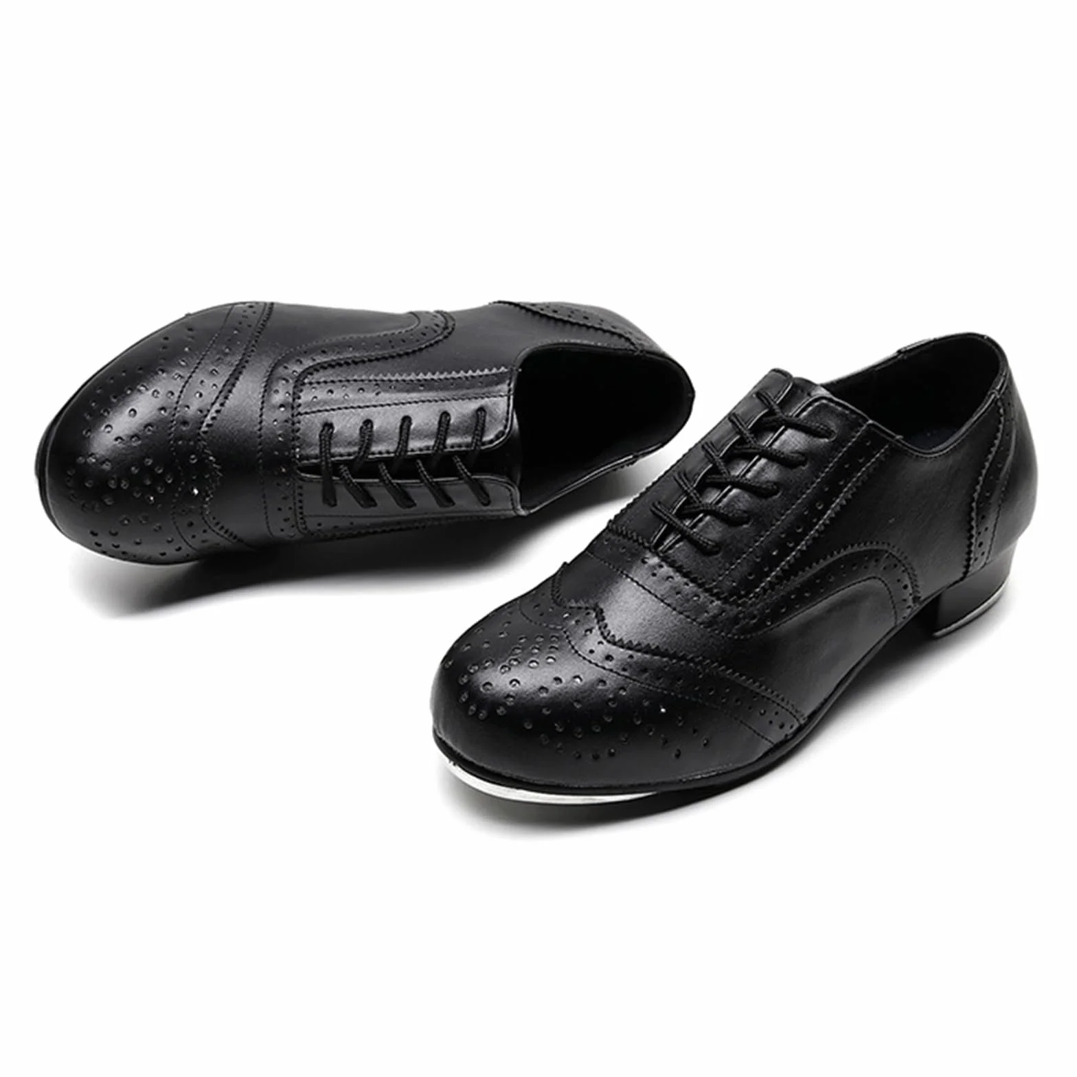Zapatos de Claqué Hombre Tacón Bajo Cordones Brogue Transpirables