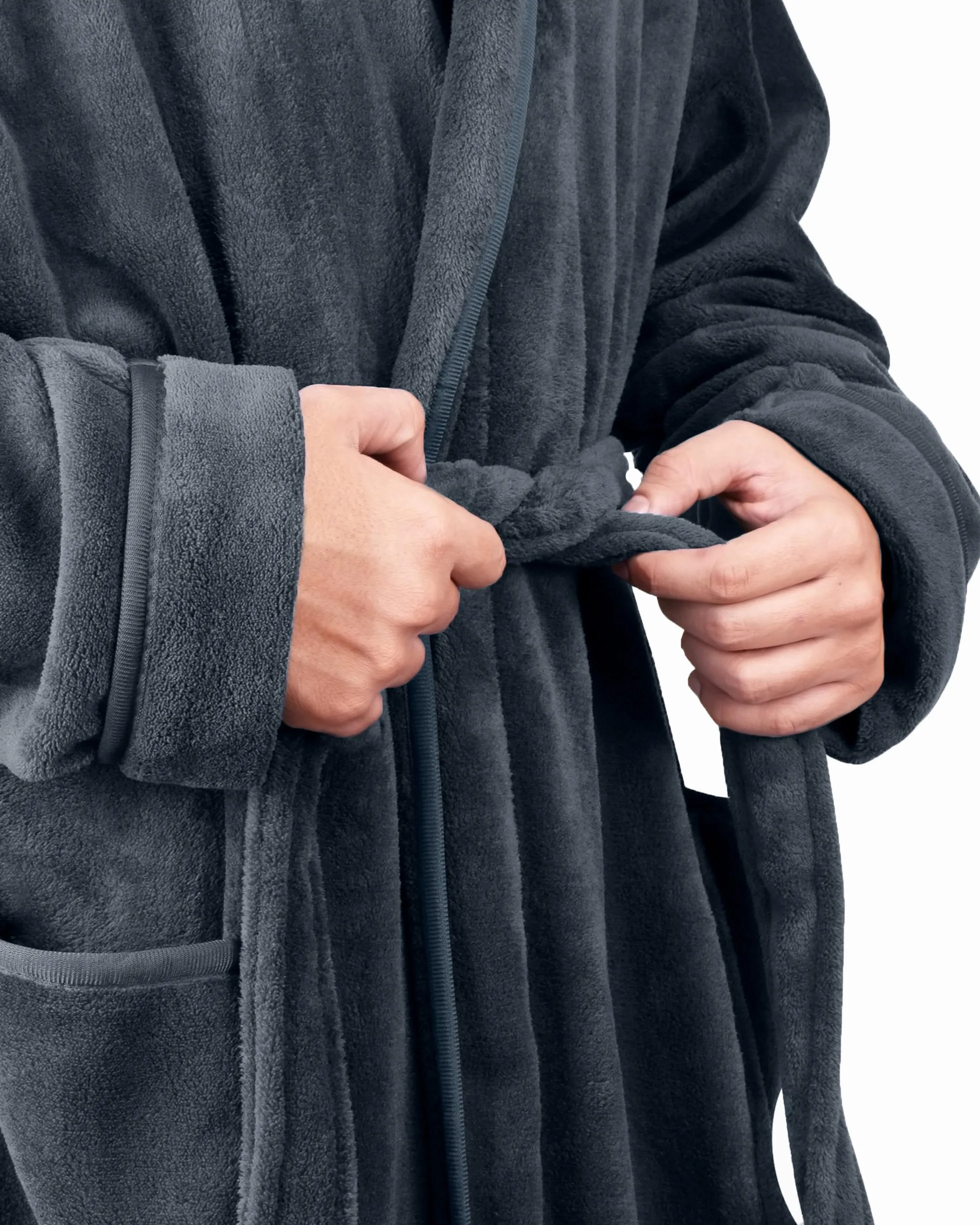 NY Threads Bata de hombre con cuello chal, ropa de dormir suave
