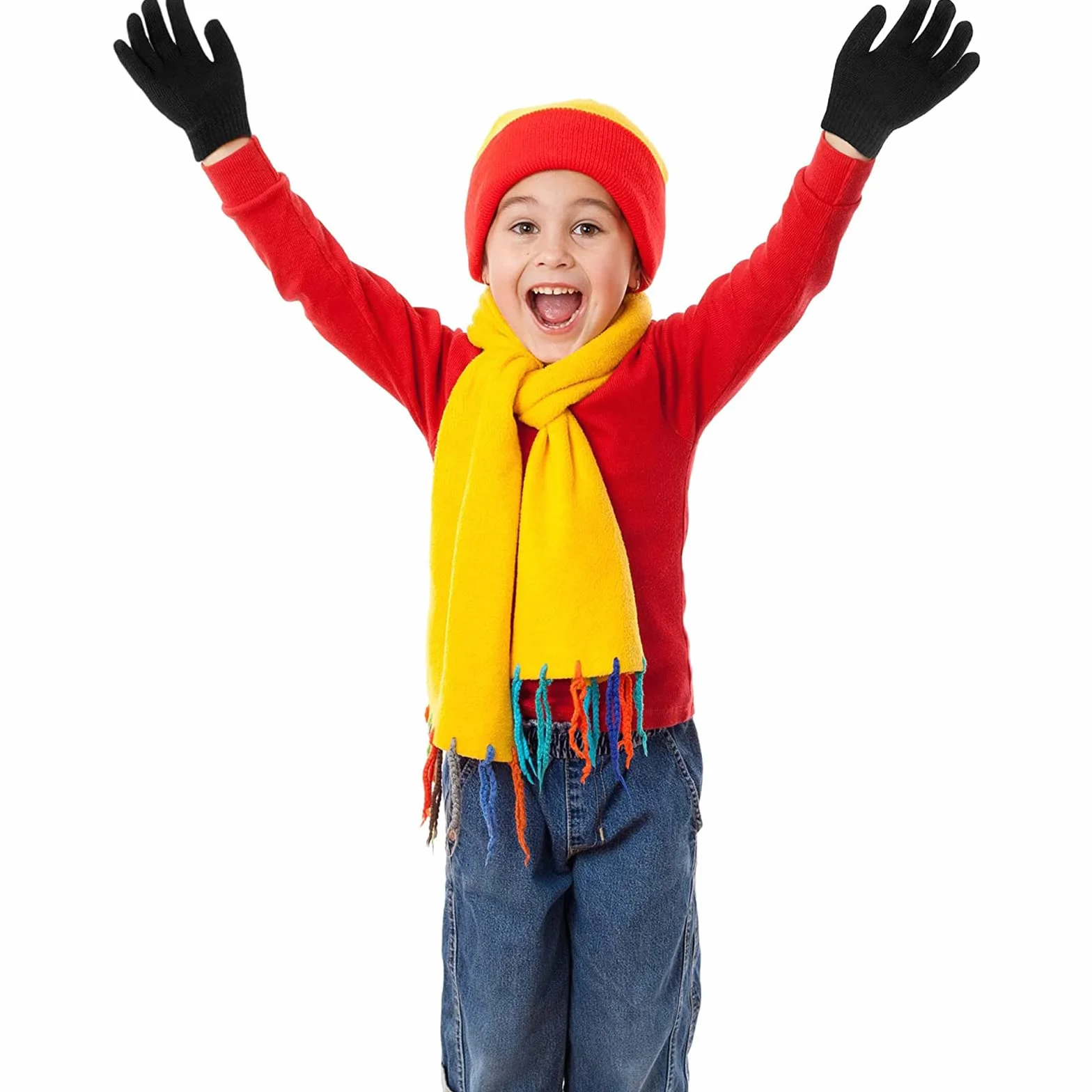Geyoga 3 Pares Guantes de Punto de Invierno Elásticos Tejidos Niño