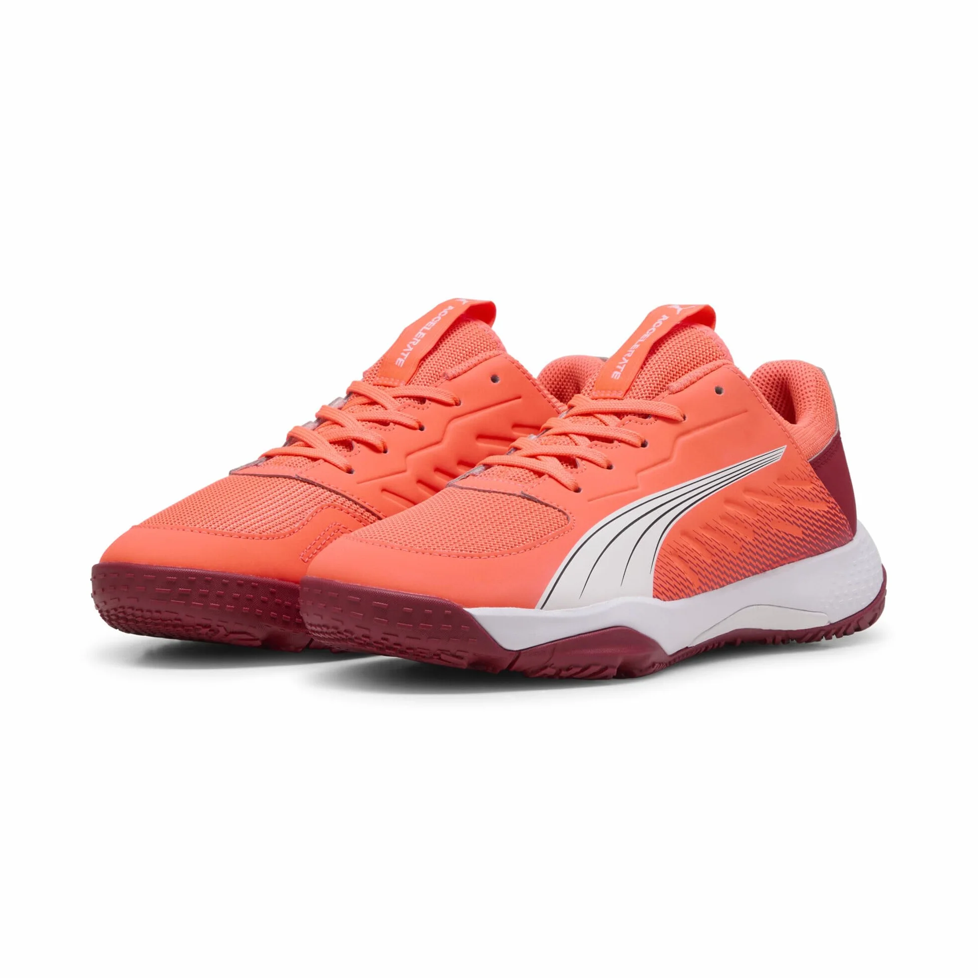 PUMA Accelerate Niños Zapatillas de Balonmano 38.5 Glowing Red White Dark Crimson Black