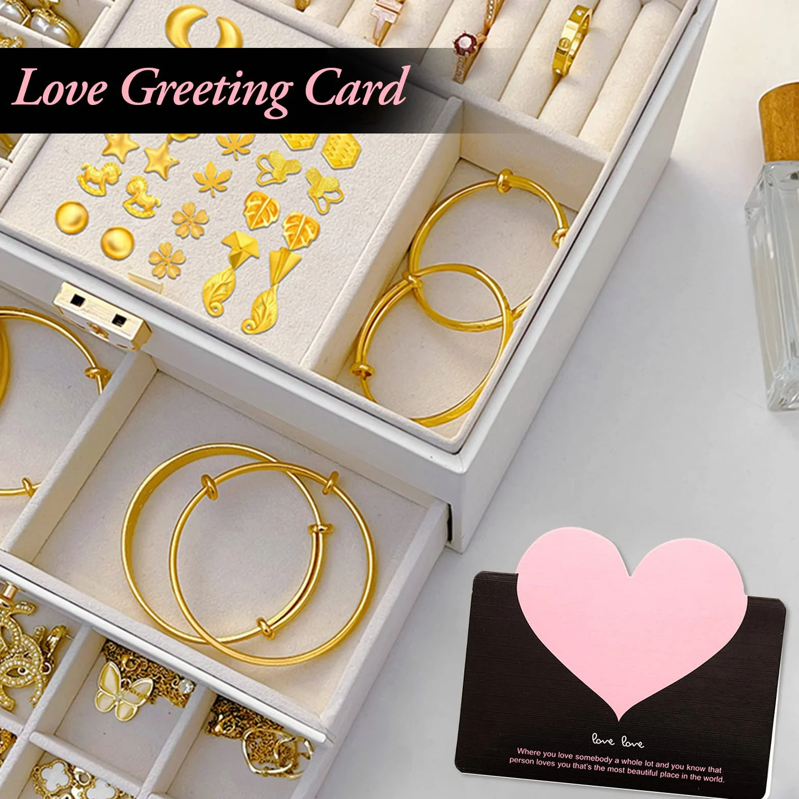 Joyero de 3 Niveles Organizador de Joyas Cuero PU Grande para Viaje Mujer Niña Blanco