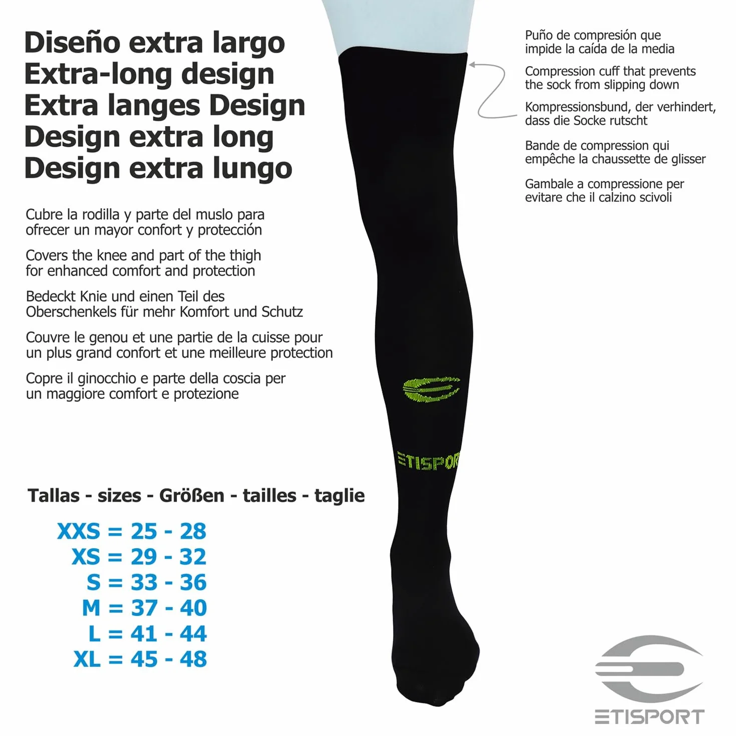 Calcetines Hockey Largas Elásticas Tejidos técnicos alto rendimiento cubre rodillas