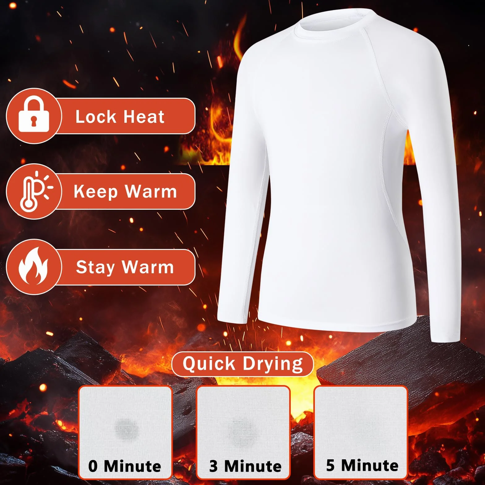 HYCOPROT Camiseta Térmica Manga Larga Niños Ropa Interior Forro Polar Transpirable Esquiar Invierno Fútbol Senderismo Ciclismo