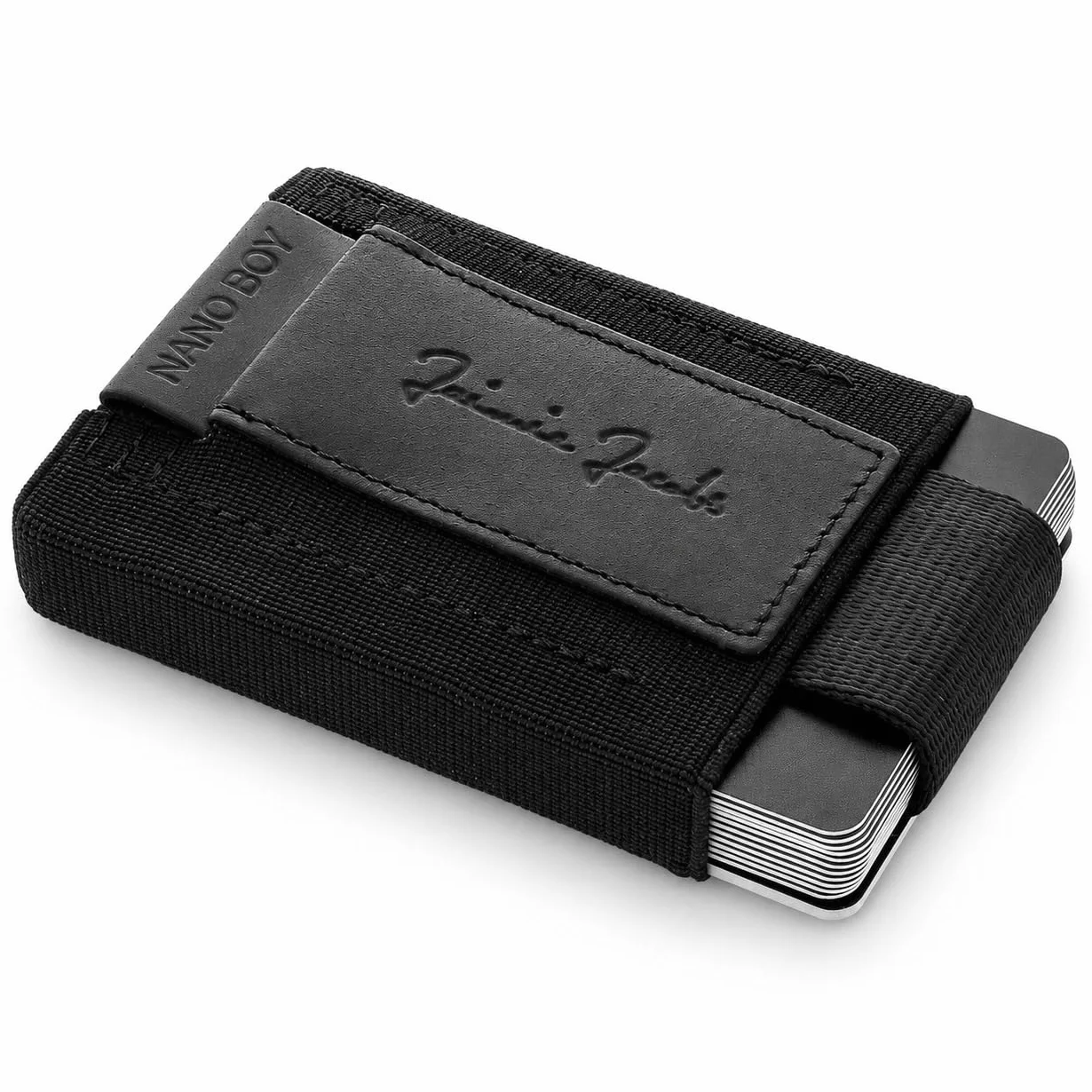 Jaimie Jacobs Nano Boy Cartera Minimalista Slim Wallet Pequeña Tarjetera Fina Pinza para Billetes Billetero Hombre (Negro)