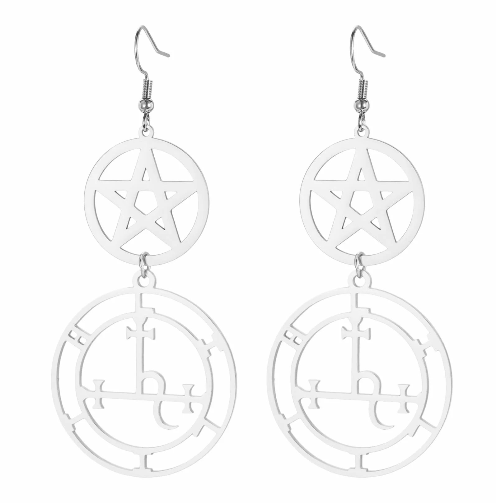 Sigilo de Lilith Pendientes colgantes para mujer Gótico Diosa Sello de demonios Símbolo de Lucifer Mitología Joyería pagana