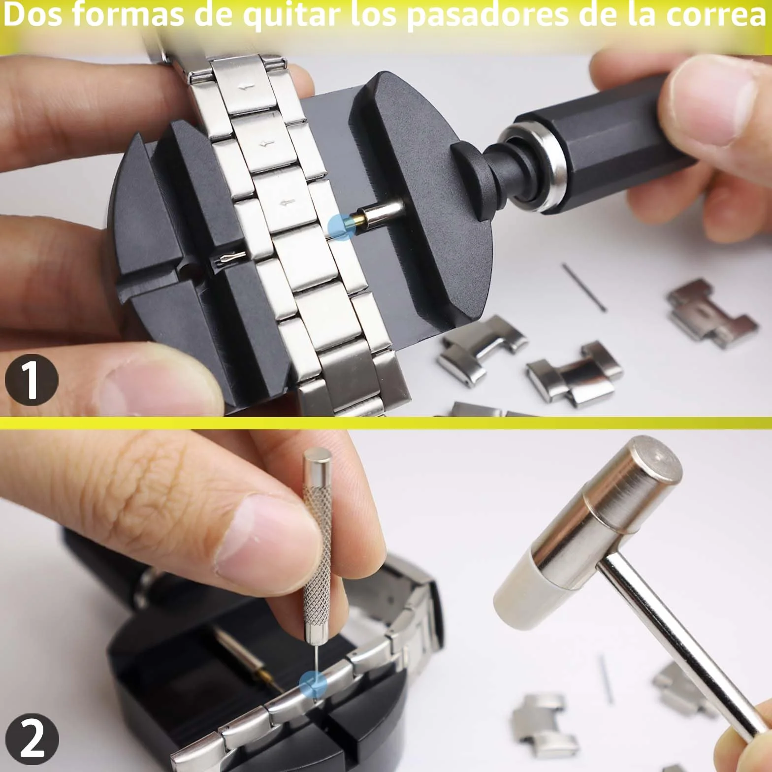 GLDCAPA Herramienta Correa Reloj, Ajuste de Correa, Reemplazo Pins, Martillo, Punzón