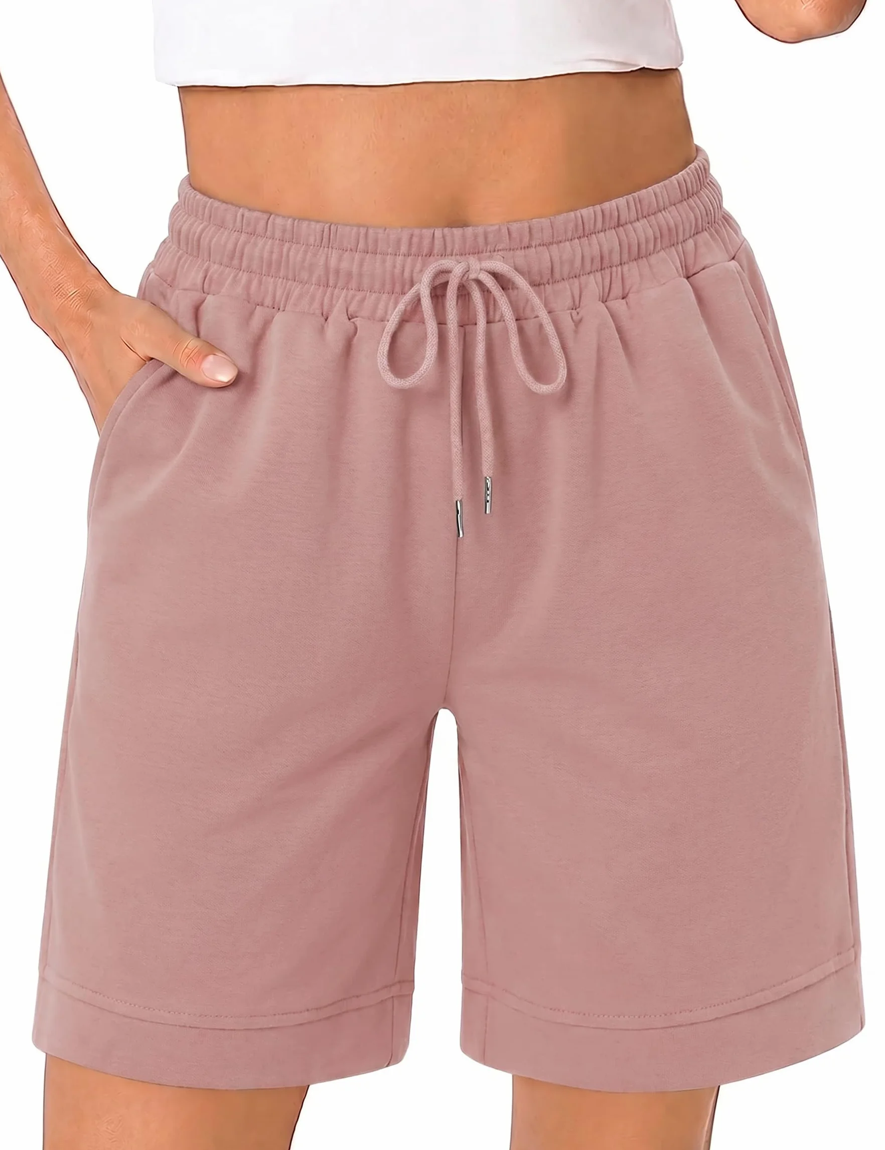 Pantalón Deportivo Mujer Corto Bermudas Verano Casuales con Bolsillos Cordón Fitness