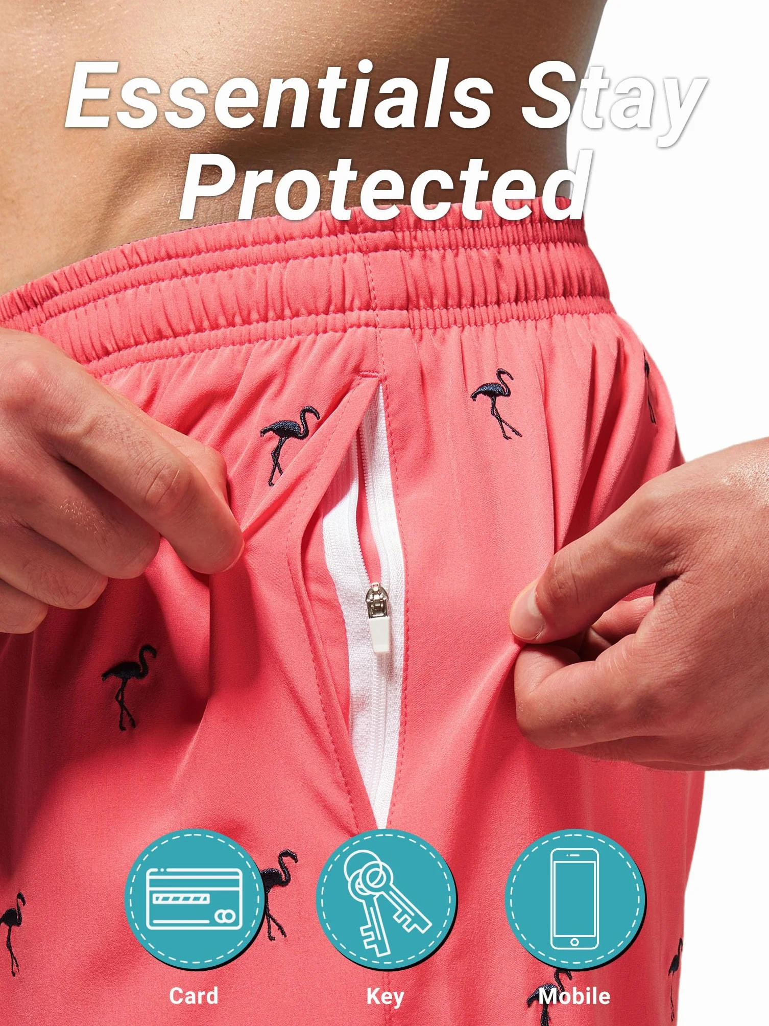 Arcweg Bañador Hombre Forro Compresión 2 en 1 Secado Rápido Corto Surf Elástico Bolsillos Cremallera