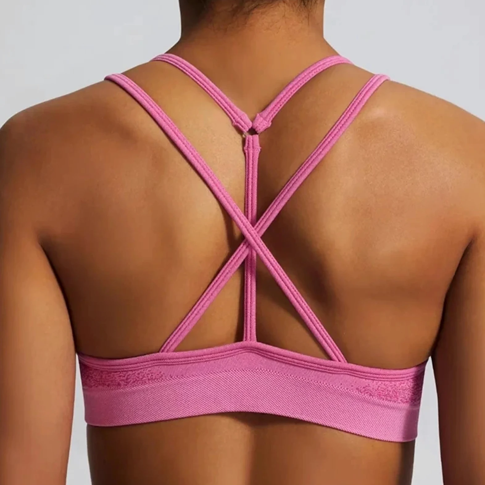 Sujetador Deportivo Top corto con espalda cruzada, acolchado y cuello halter for fitness, gimnasio, correr, entrenamiento sin costuras, yoga