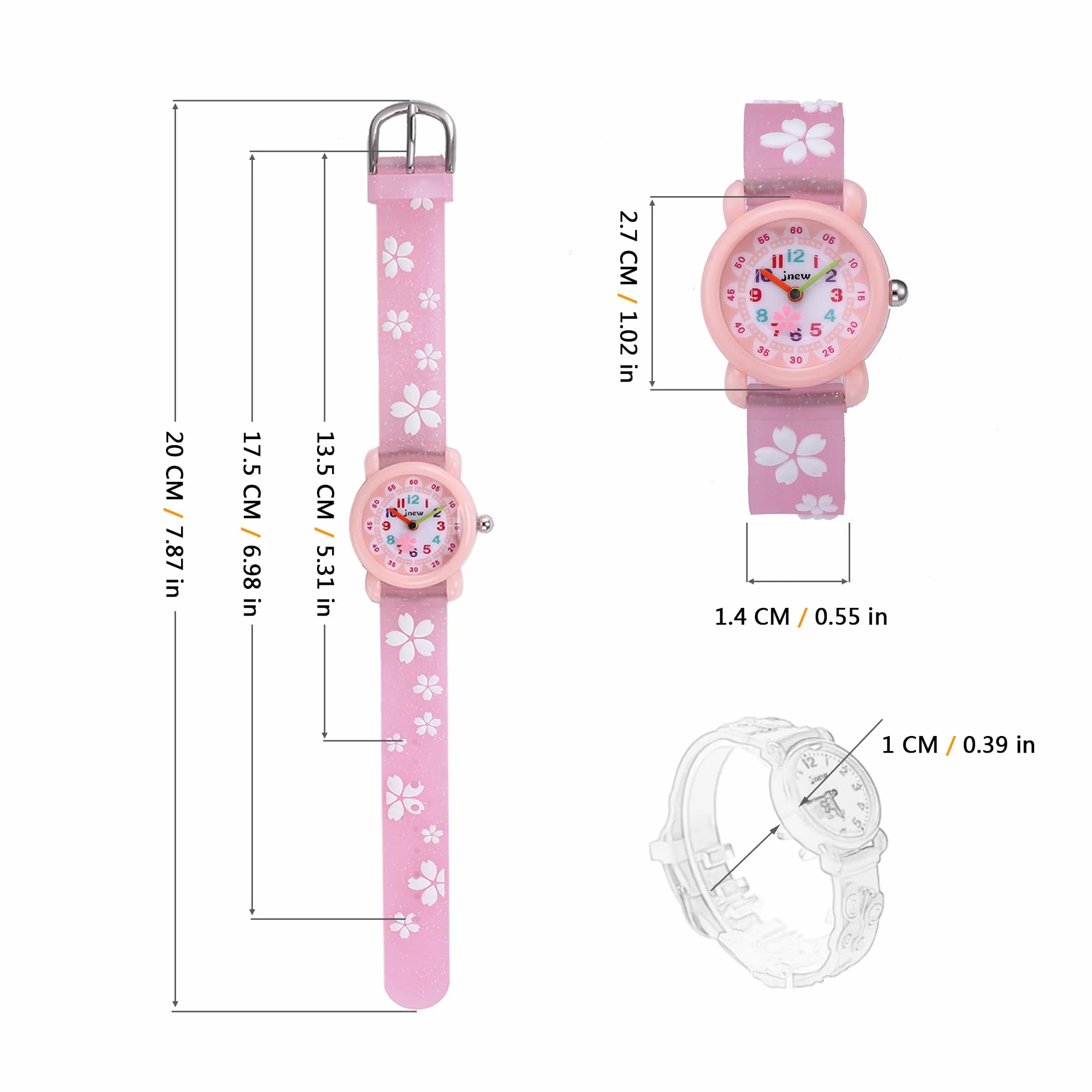 Reloj de Pulsera para Niñas Analógico Cuarzo 3ATM Impermeable 3D Dibujos Animados Correa Silicona