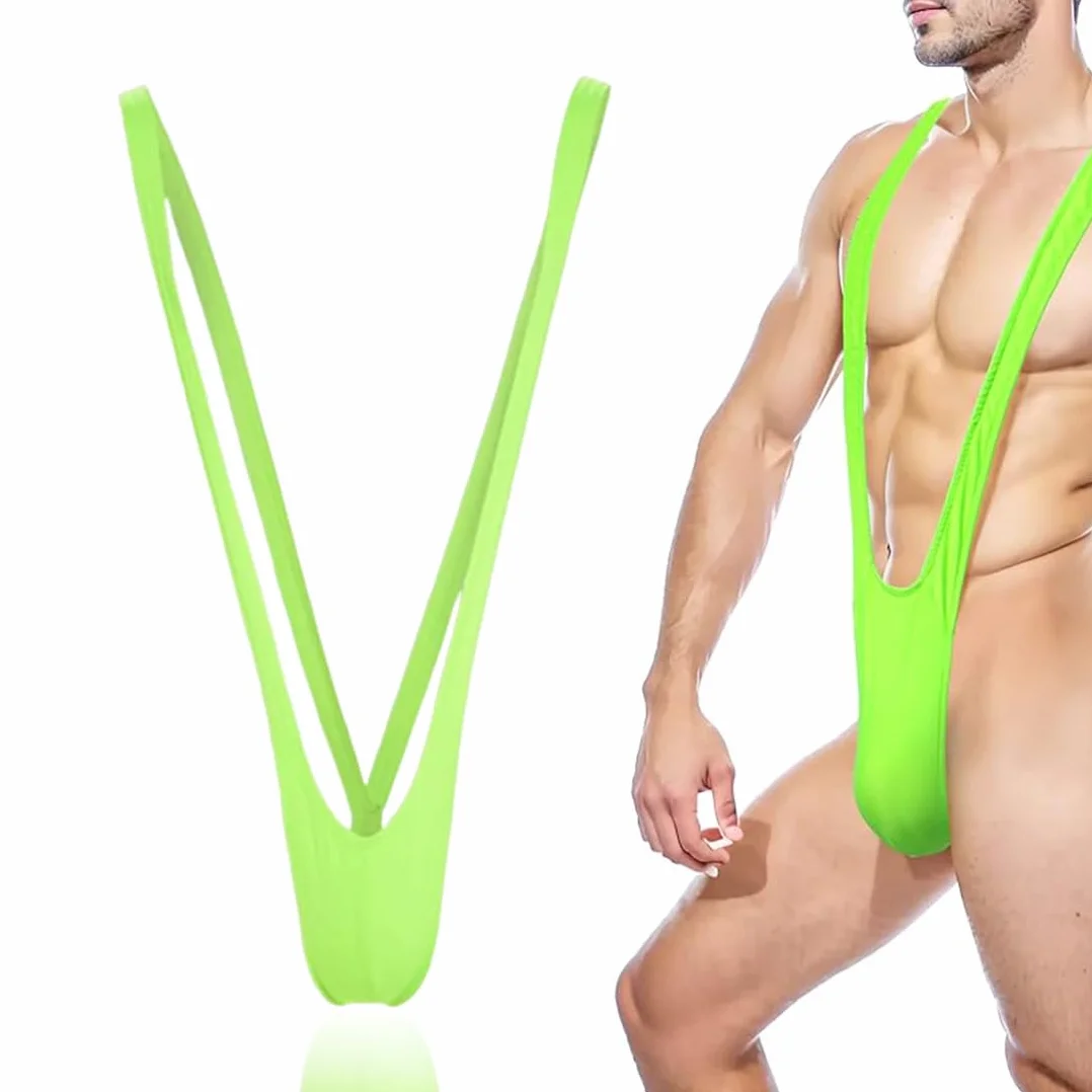 Tanga Borat Mankini para Hombre Verde Fluorescente