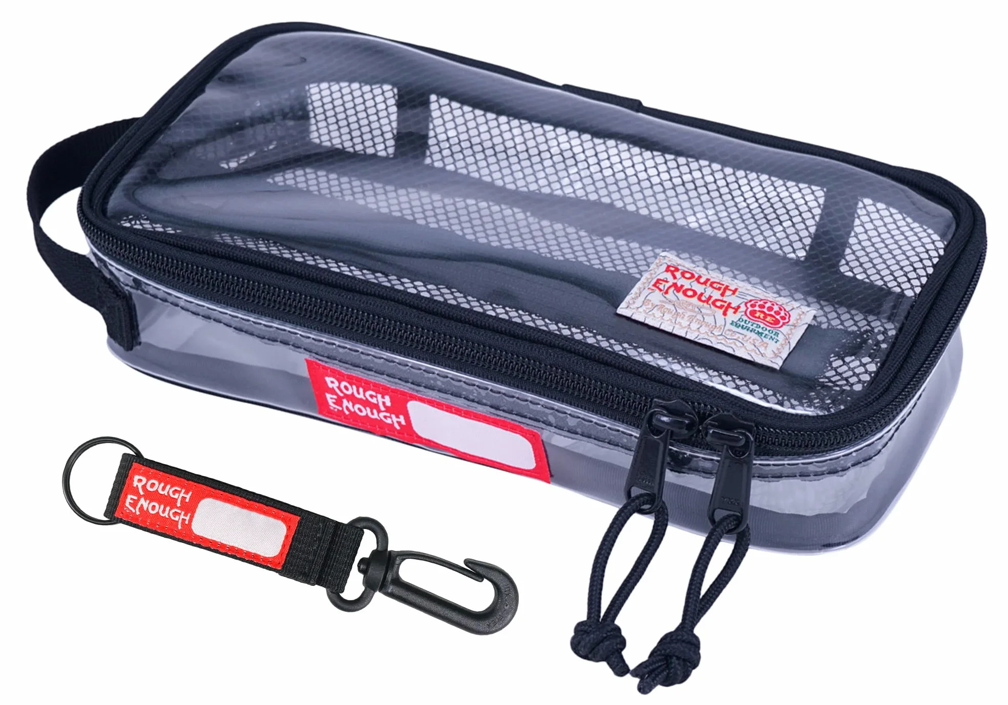 Rough Enough - Neceser Transparente Aprobado por la TSA, Estuche para Cepillo de Dientes de Viaje, Bolsa organizadora para Hombres y Mujeres, Black, S, Neceser de Viaje Transparente Aprobado por la