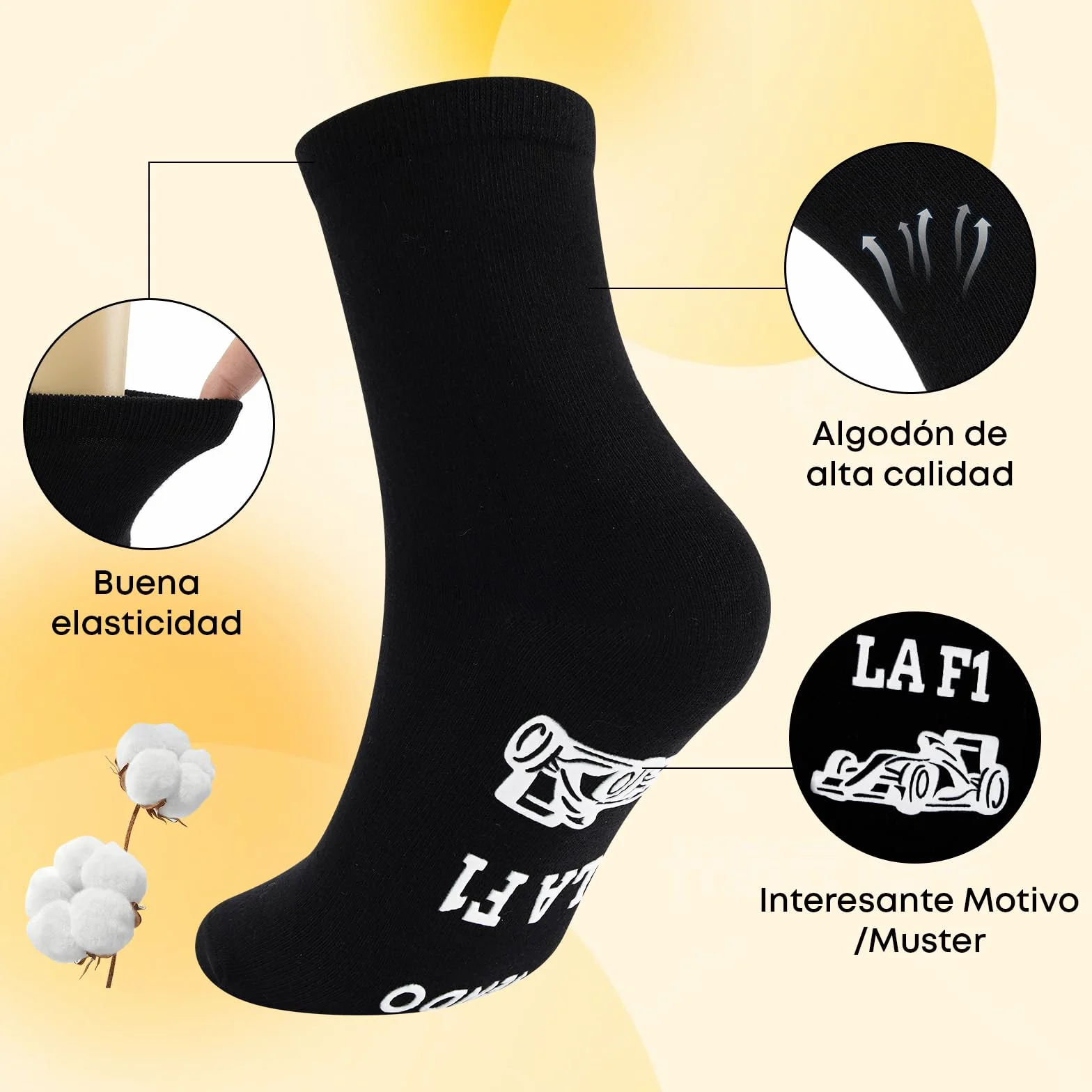Leikedun Calcetines Divertidos de Fórmula 1 Antideslizantes Regalo Original para Amantes del F1