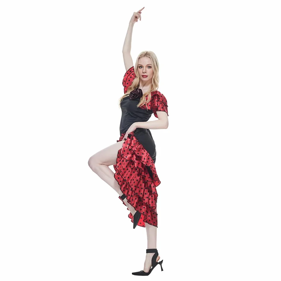 EraSpooky Vestido de flamenco mujer adulta disfraz fiesta