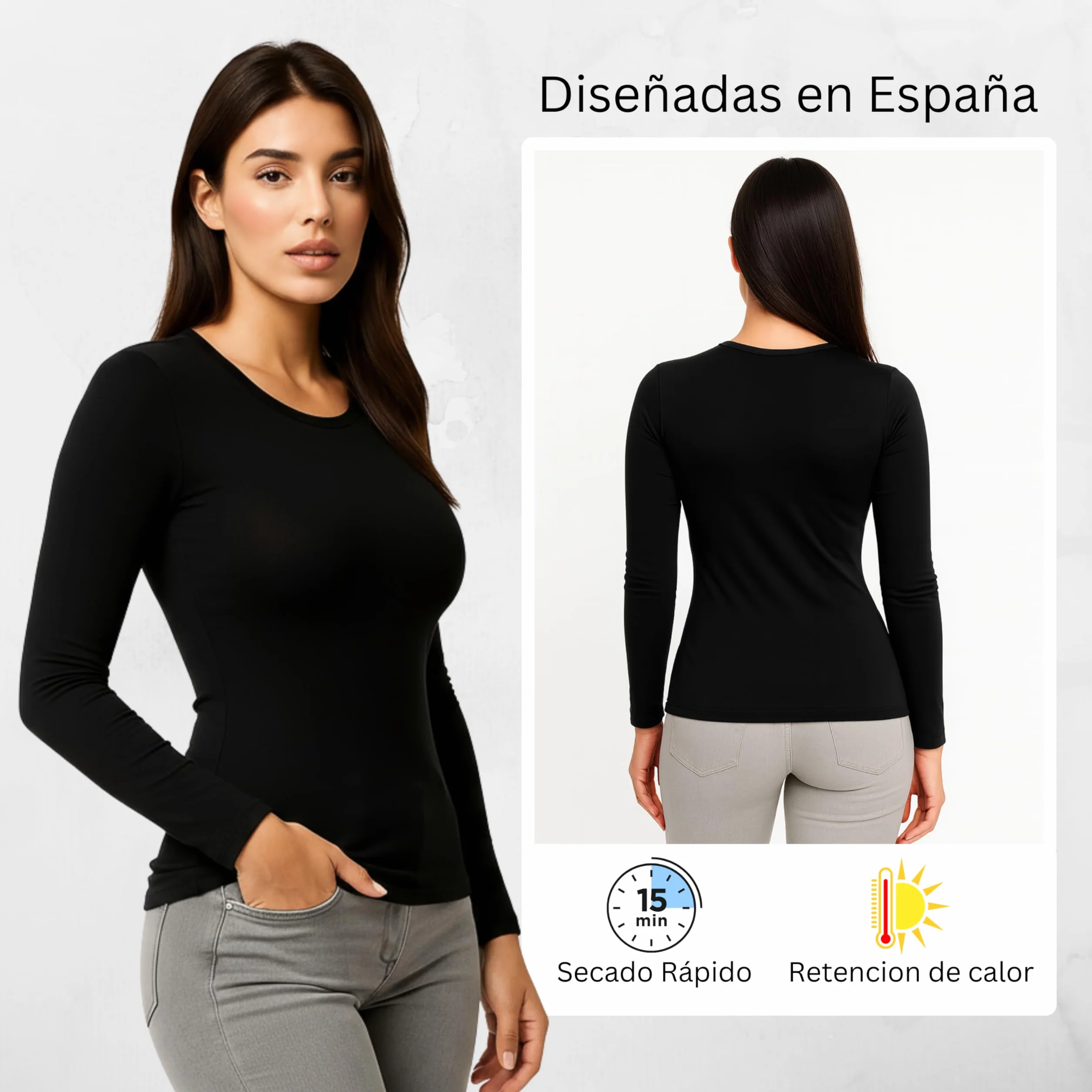 Valko Camiseta Térmica Mujer Manga Larga – Interior Suave y Elástica con Forro Afelpado