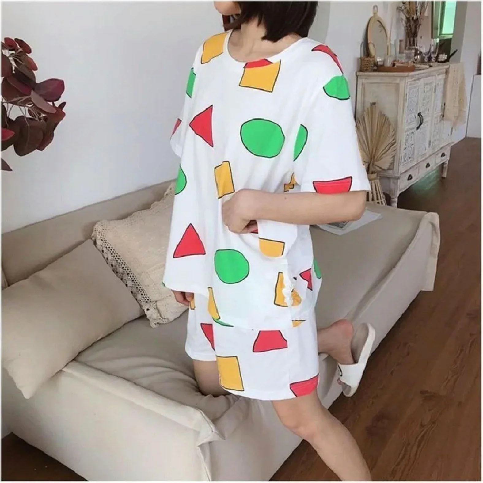 Pijama Mujer Invierno Pajamas De Mujeres para Mujeres Pajama De Verano Pajama Shinchan Trajes De Dormir con Pantalones Cortos Pajama De Ropa para El Hogar