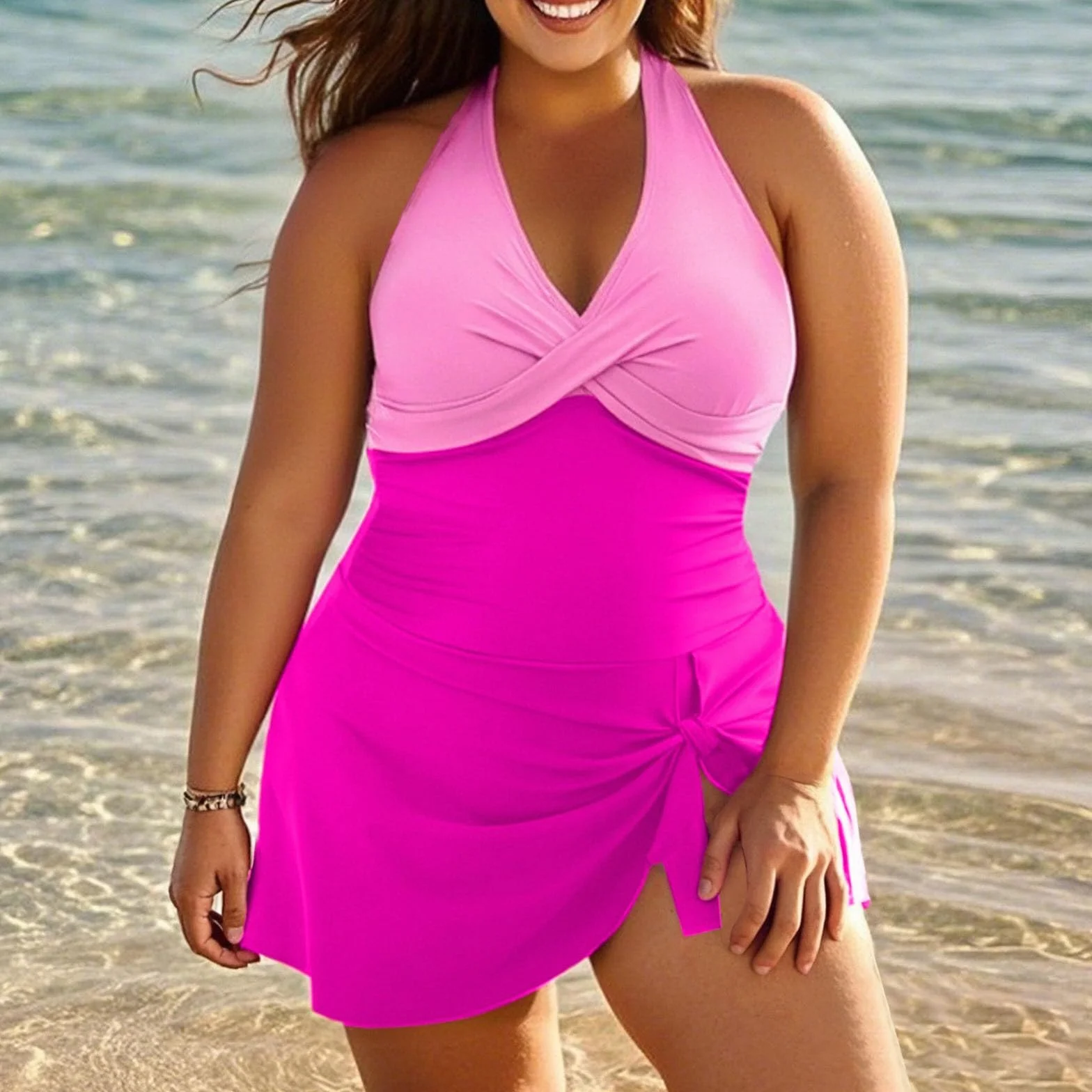 Bañador Mujer Talla Grande Reductor Casual Elegante Piscina Playa Surf