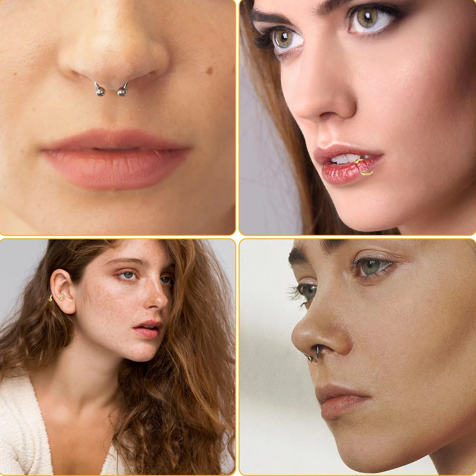 Piercings de Nariz de Acero Inoxidable 16G Bisagra Sin Costuras Herradura Joyería Cartílago Labios
