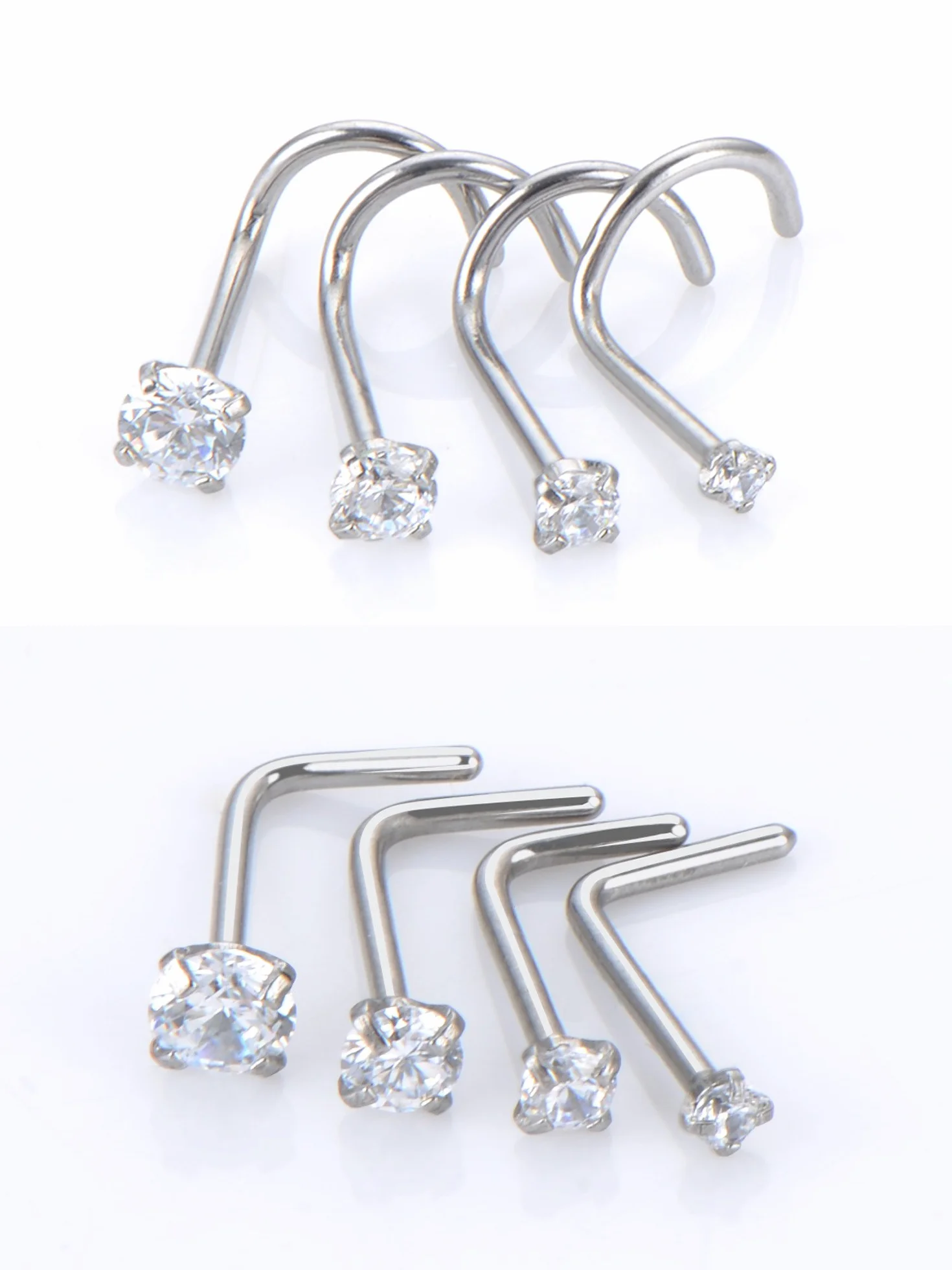 Mudder Anillos de Nariz Curvas Piercing Joyería para el Cuerpo 8 Piezas Acero Inoxidable Circón