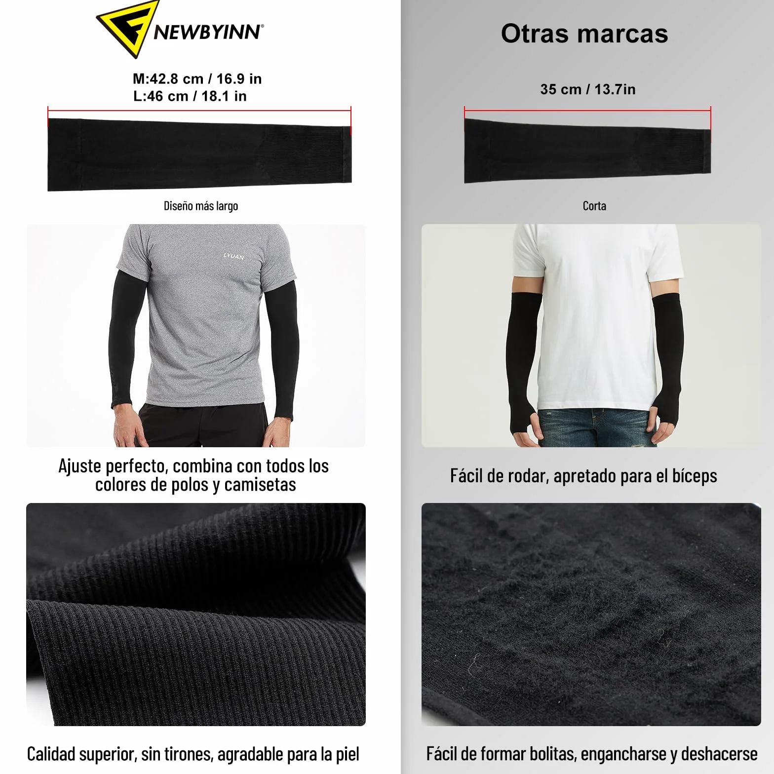 Manguitos de compresión Protección UV Newbyinn para running ciclismo