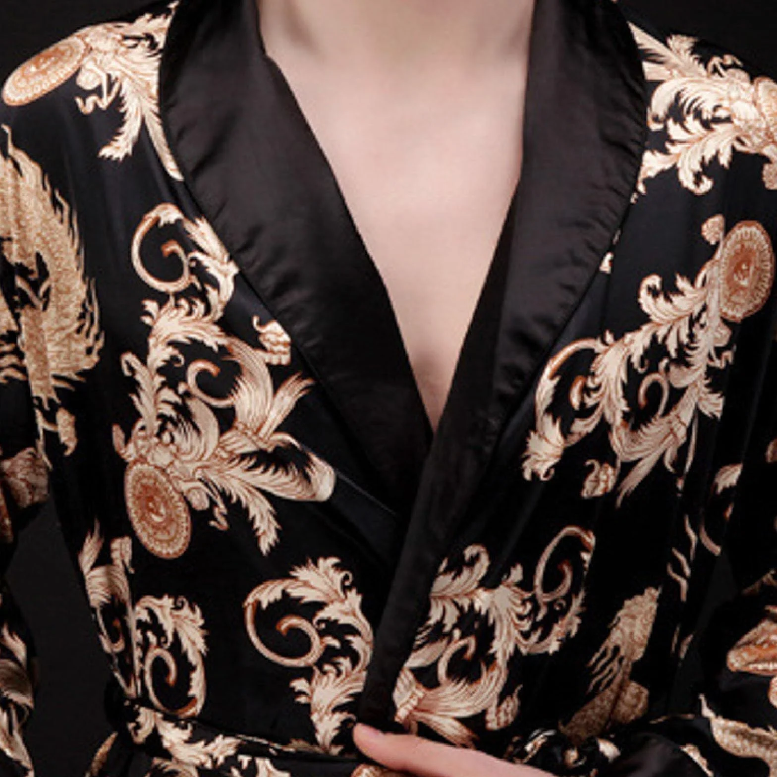 Generisch Albornoz para hombre ligero Dunn Bata de seda pijamas hombre satén corto sauna bata kimono bata de manga larga albornoz pijamas ropa de noche satén camisón albornoz para hombre
