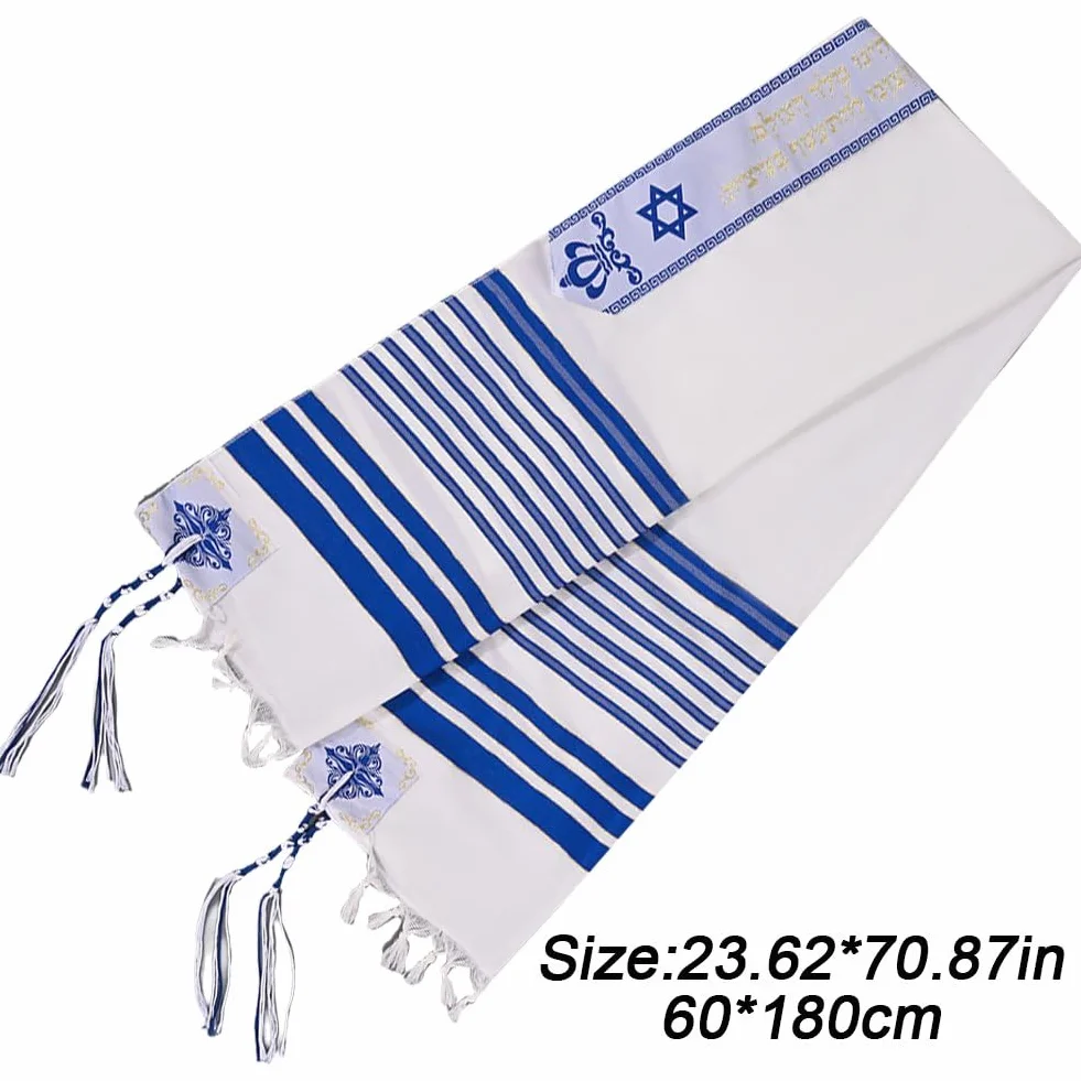 Chal De Oración Judío Tallit Katan Israel con Cuerdas Tzitzit Tallit Tradicional Israelí con Bendición En Banda para Cuello para Hombres Y Mujeres