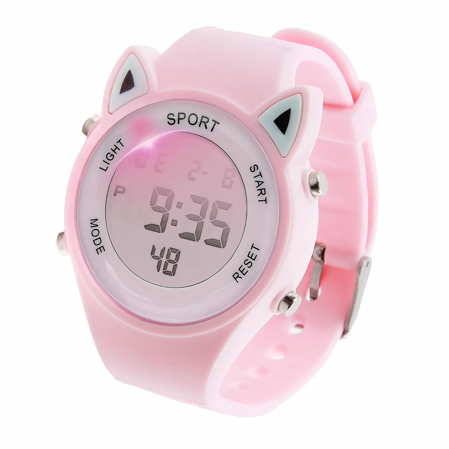 Reloj Digital para Niña con Disegno 3D Orecchie di Gatto Impermeabile 30M Alarma Cronómetro Luz