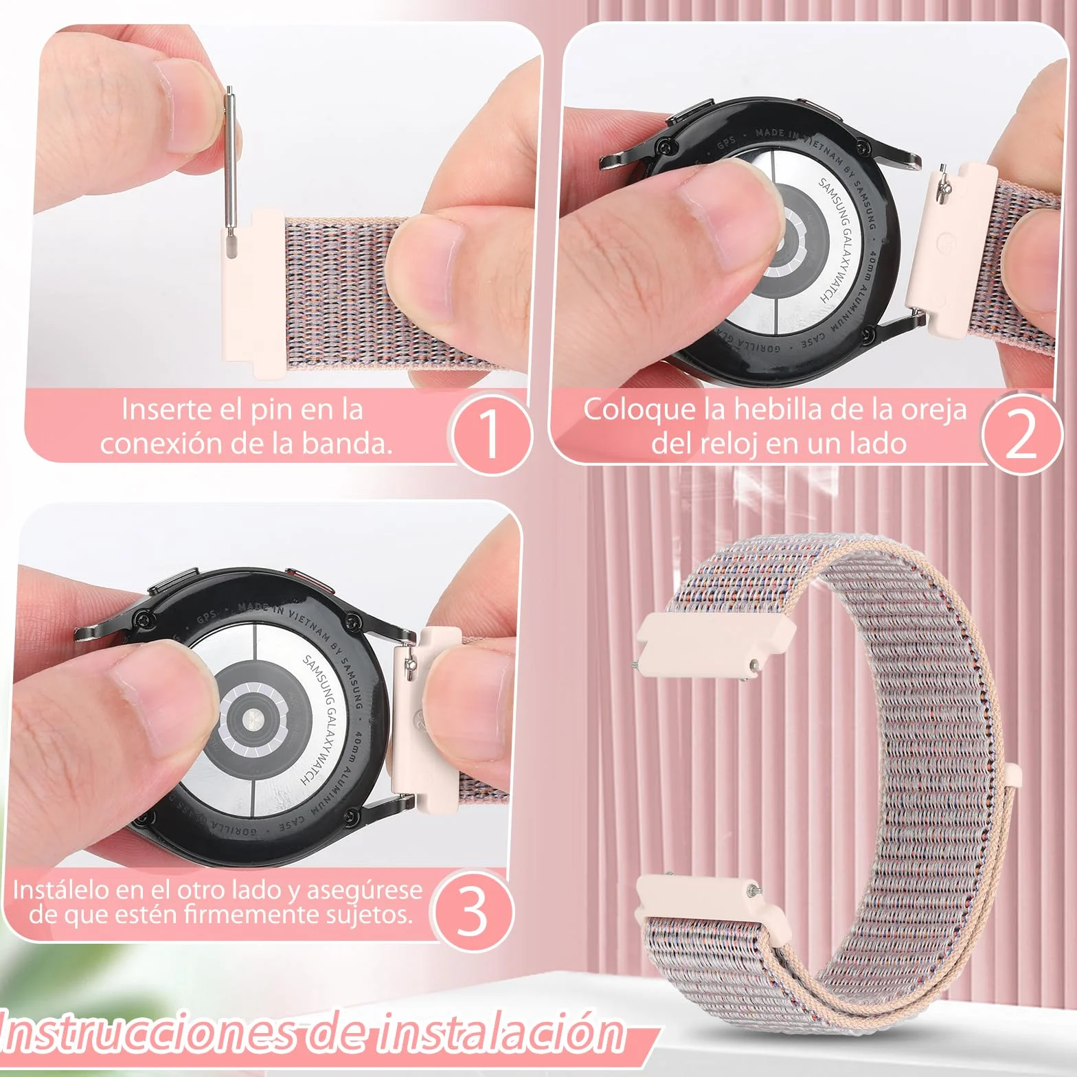 Correas de Nylon para Reloj Compatible 18mm 19mm 20mm 22mm 24mm Transpirables
