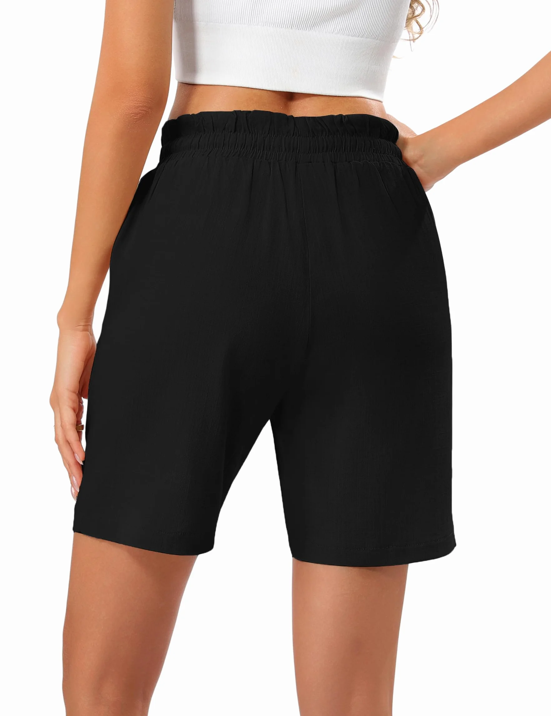 Uniexcosm Pantalones Cortos para Mujer, Bermudas Casuales Elásticos de Cintura Alta con Bolsillos