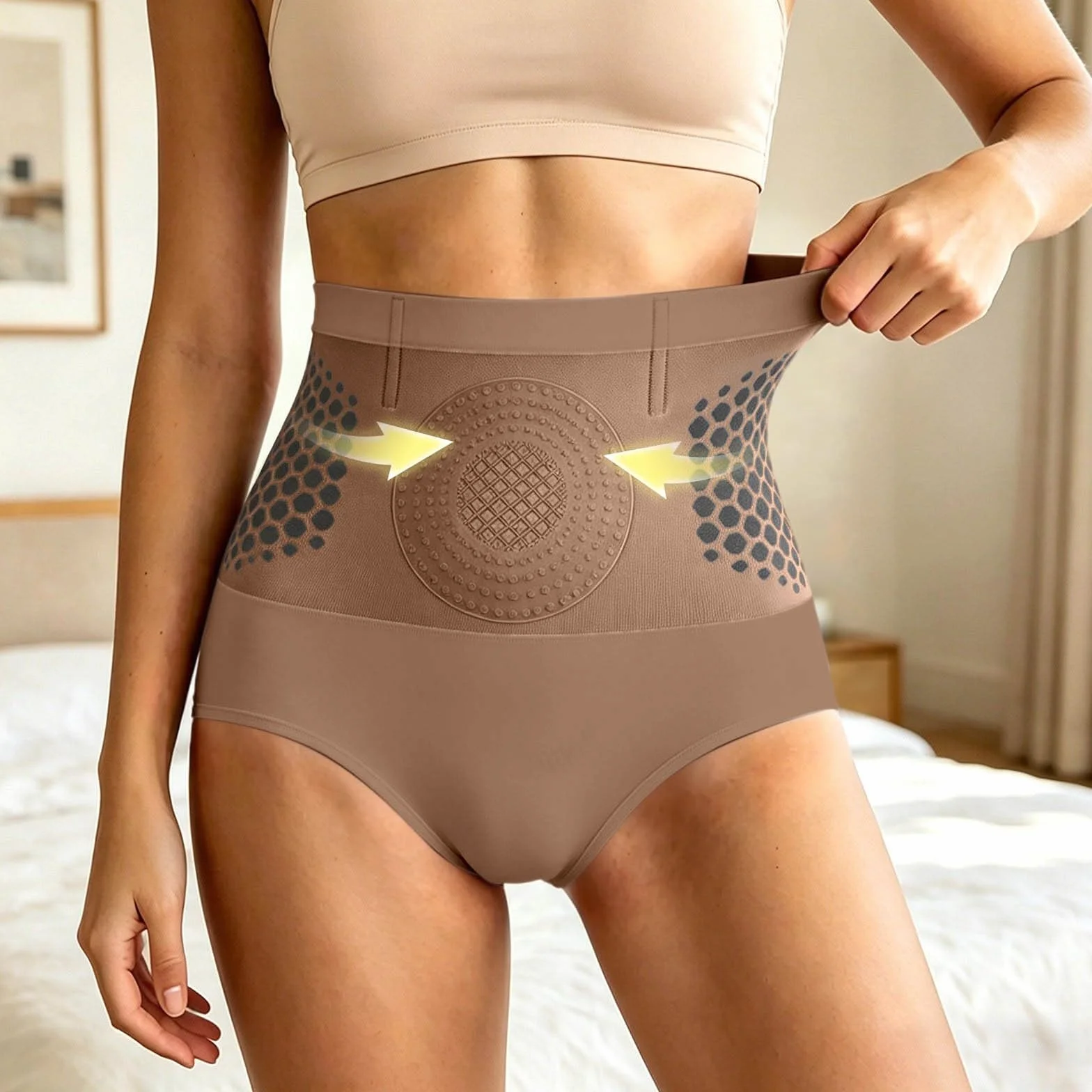 Pantalones Moldeadores 4-En-1 Sin Costuras Cintura Alta Control Abdominal Levantamiento Glúteos Antideslizantes Mujer
