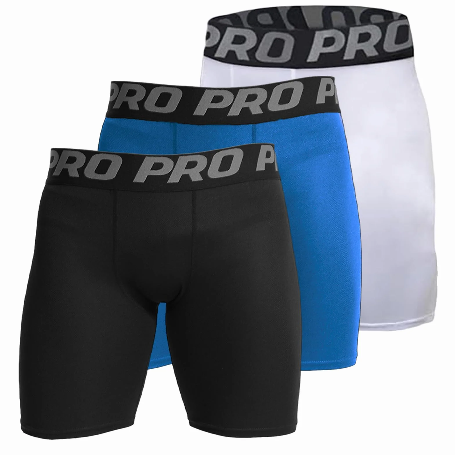 LANBAOSI 3 Piezas Pantalones Cortos de Compresión Hombre Running Gimnasio Transpirable Secado Rápido