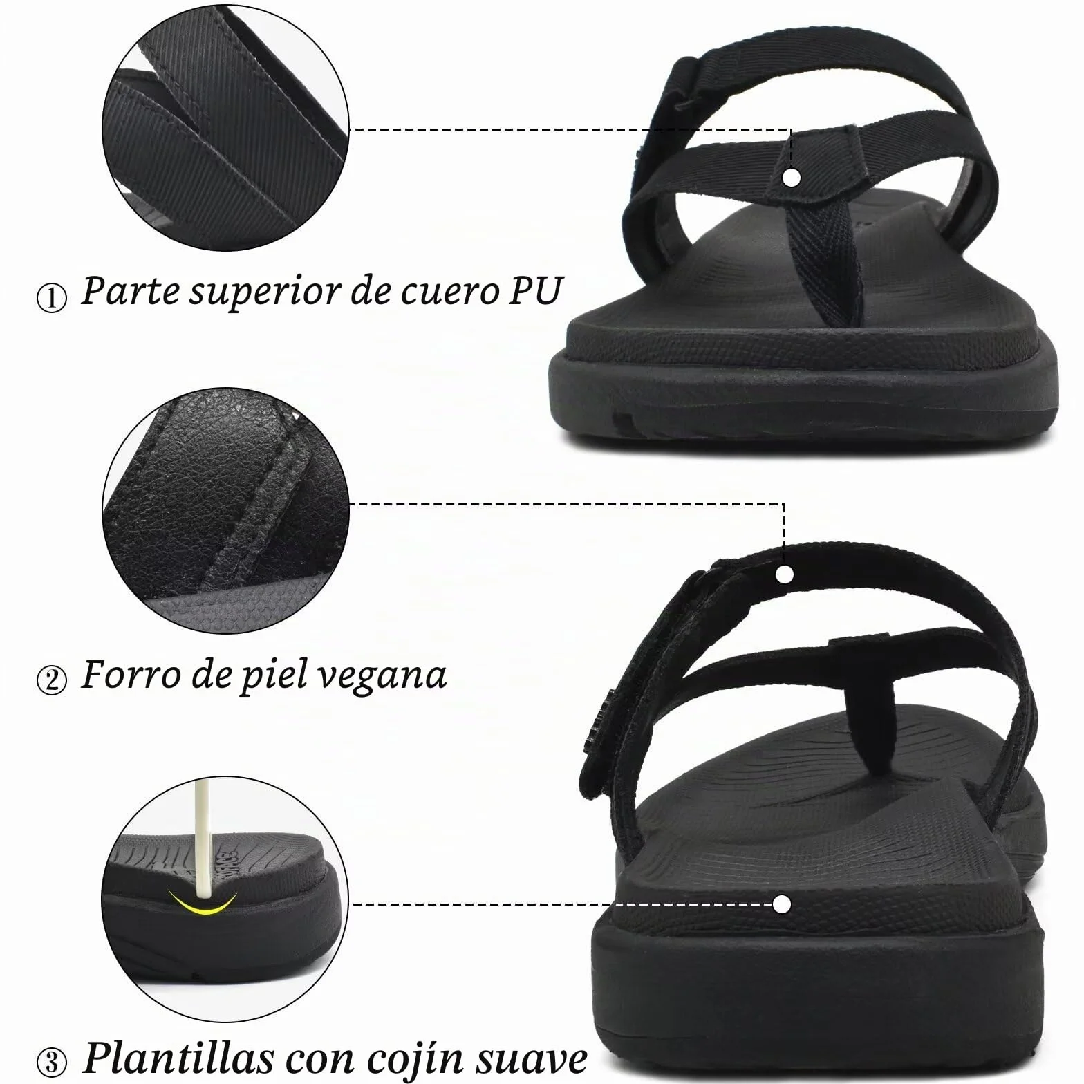 COFACE Chanclas Mujer Moda Ortopedicas Sandalias de Dedo Cuero Verano Playa Antideslizante