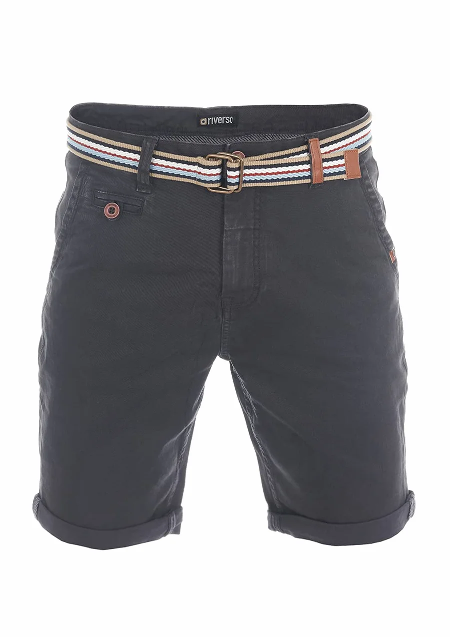 riverso RIVKlaas Pantalones Cortos Chinos Hombre Corte Regular Cinturón Bermuda Verano 98% Algodón W30-W42