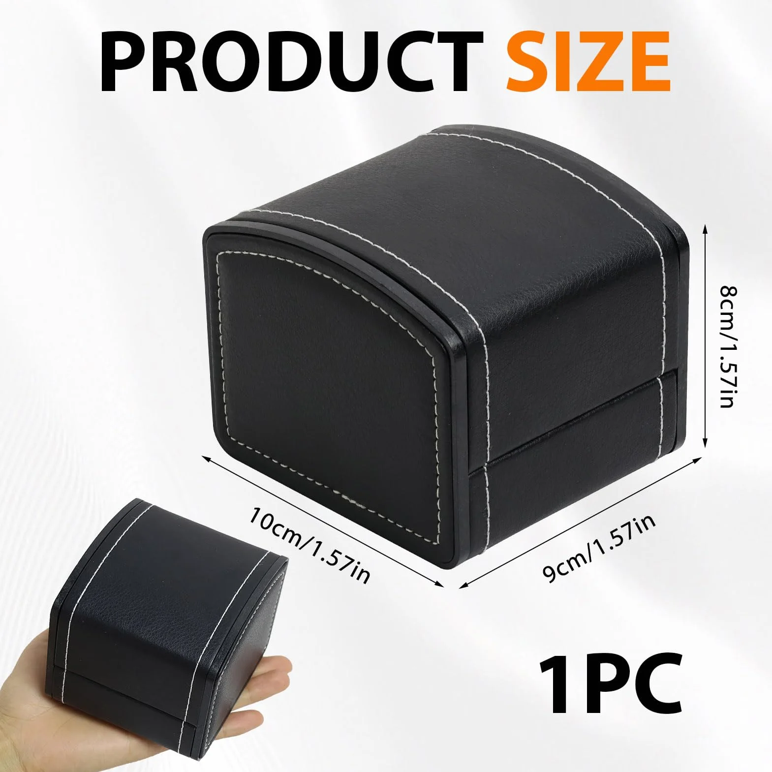 Caja de Relojes, Estuche de Relojes Una Sola Ranura con Almohadillas Extraíbles, Organizador Cuadrado para Relojes, Negro