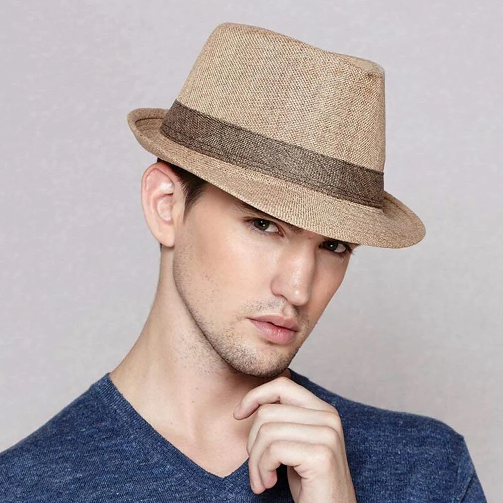 MU Viaje al Aire Libre Sombreros para el Sol Sombrero de Hombre Sombrero de Paja de Vacaciones Sombrero de protección de Sol de Verano