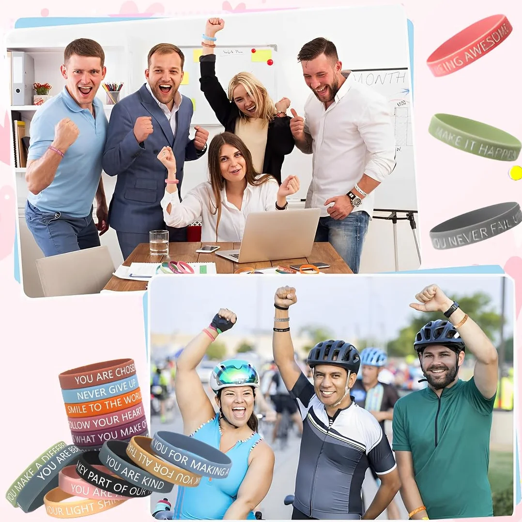 Pulseras de Silicona Coloridas Motivacionales con Frases Inspiradoras para Niños y Adultos