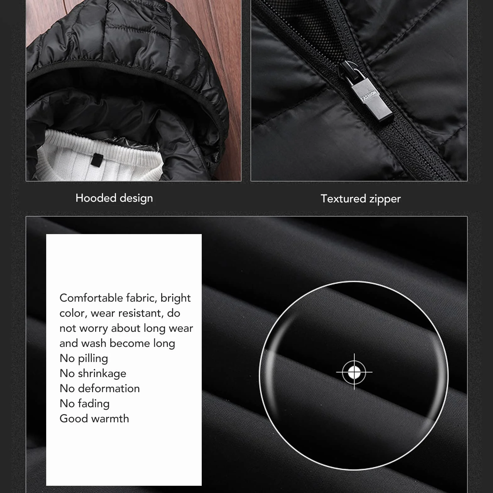 Abrigo de Calefacción Eléctrica Chaqueta Térmica Inteligente Termostático Negro con Capucha para Hombres y Mujeres