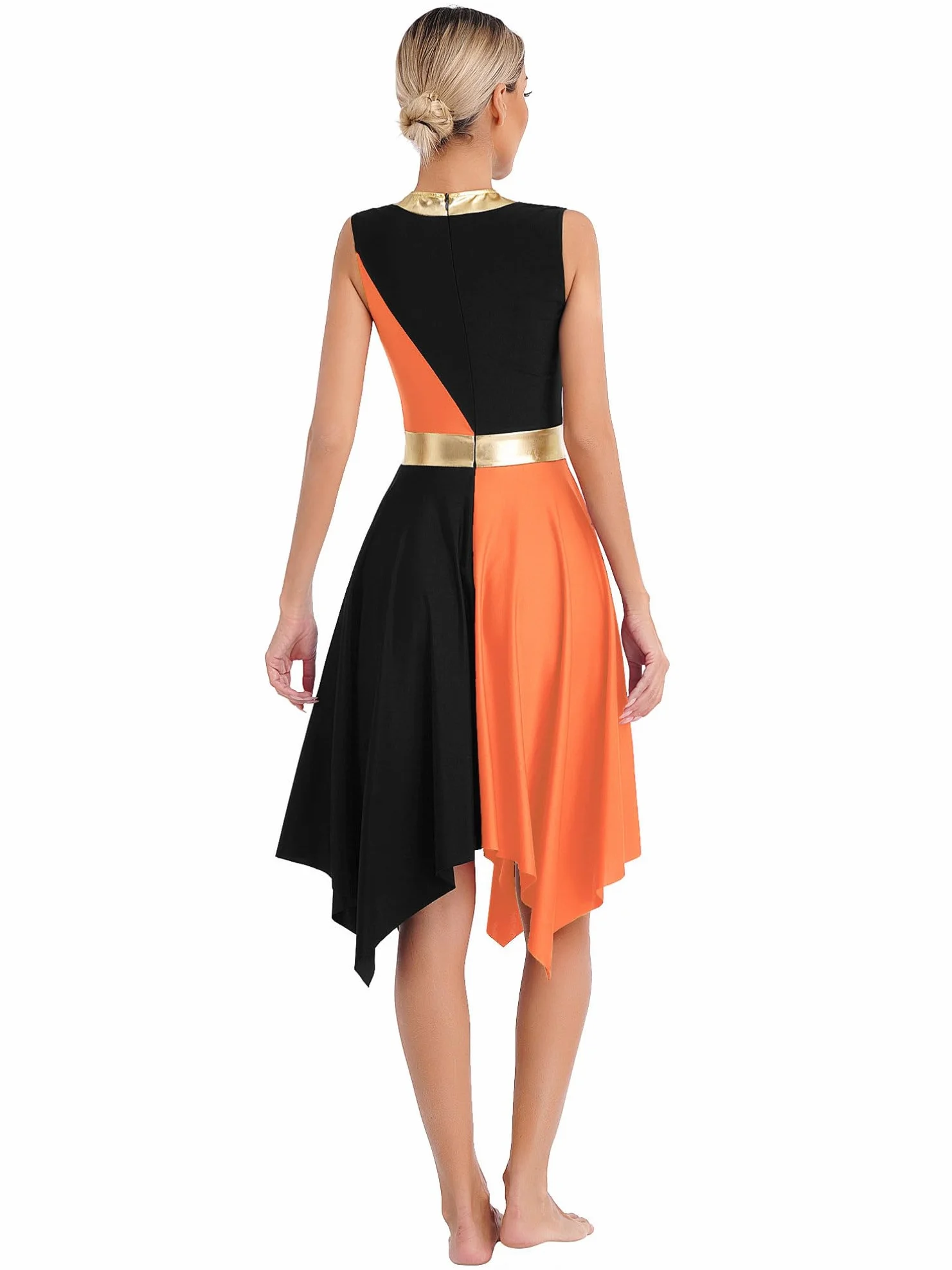 Vestido de Danza Lírica para Mujer con Falda Asimétrica y Pantalones Bombachos
