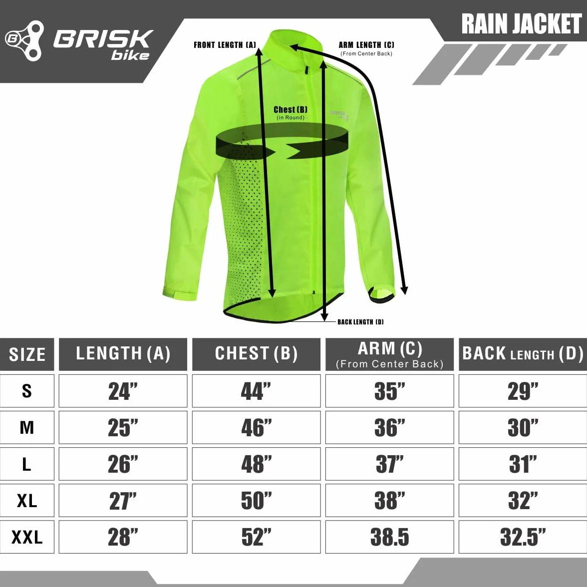 Brisk Bike Chubasquero ciclismo hombre impermeable manga larga alta visibilidad reflectante