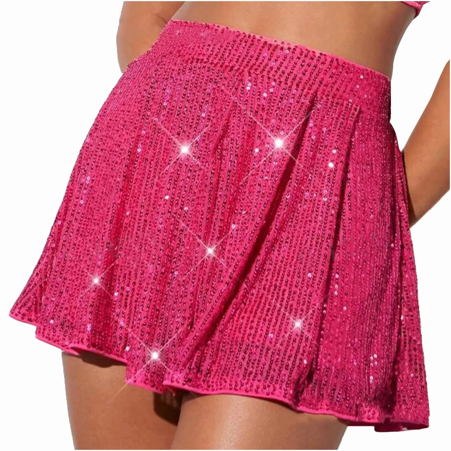Pantalones cortos 3/4 purpurina brillante lentejuelas mujer Rosa intenso L