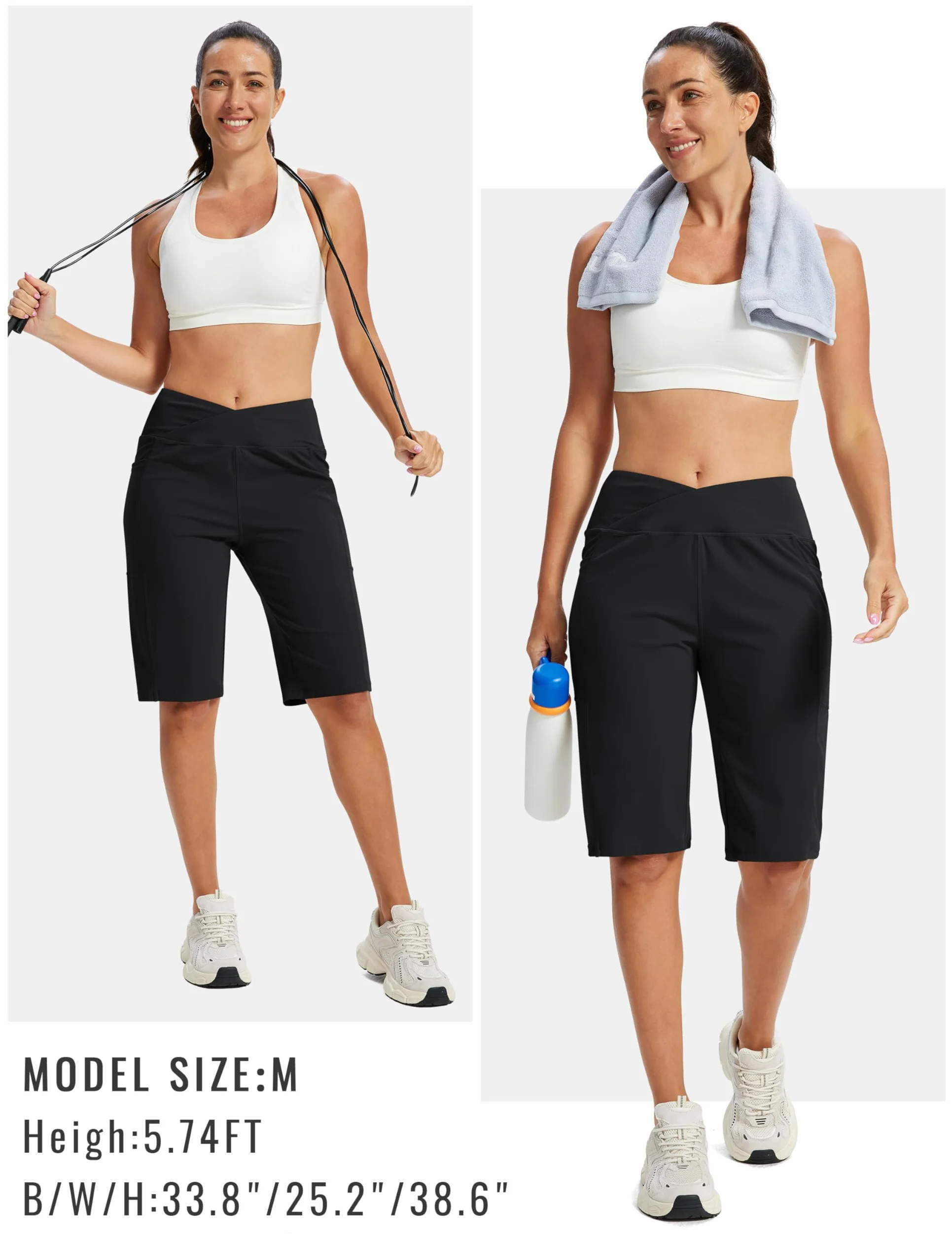 Pantalones Cortos Mujer Shorts Deportivo Yoga Gym Fitness con Bolsillos