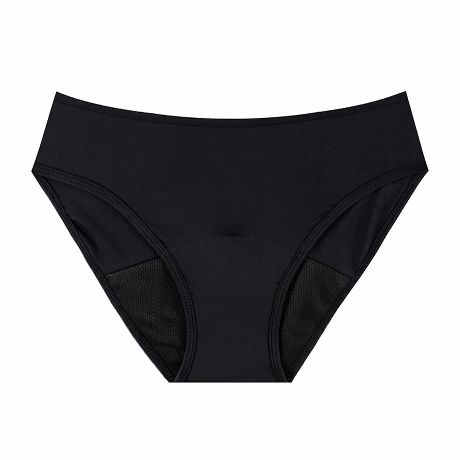 Periods Traje de baño para nadar Mujer 4 capas a prueba de fugas Pantalones Periódicos Bikini Menstrual Negro Flujo de luz