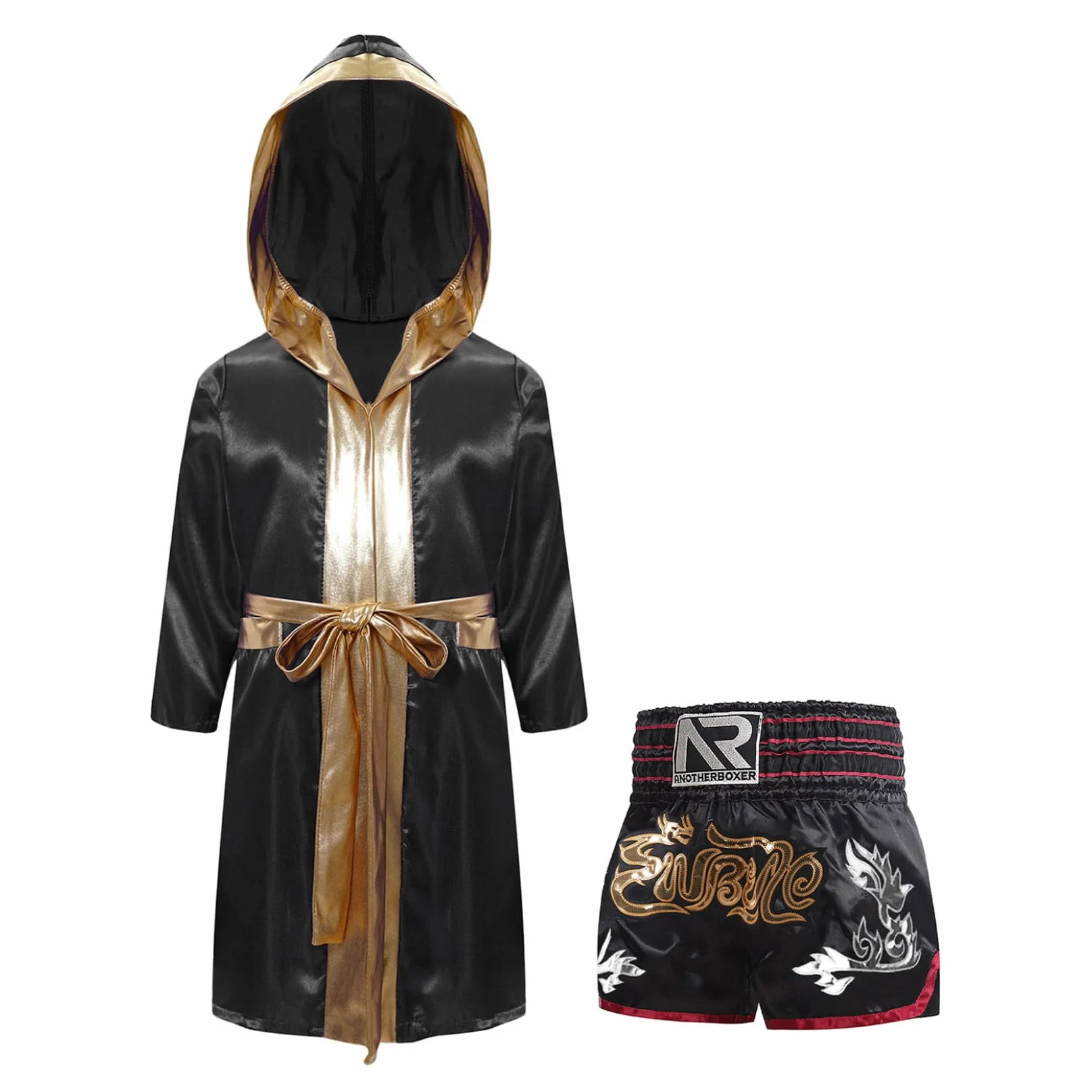 Runhomal Conjunto de pantalones cortos de boxeo para niño bata entrenamiento boxing MMA Muay Thai 9-10 Años