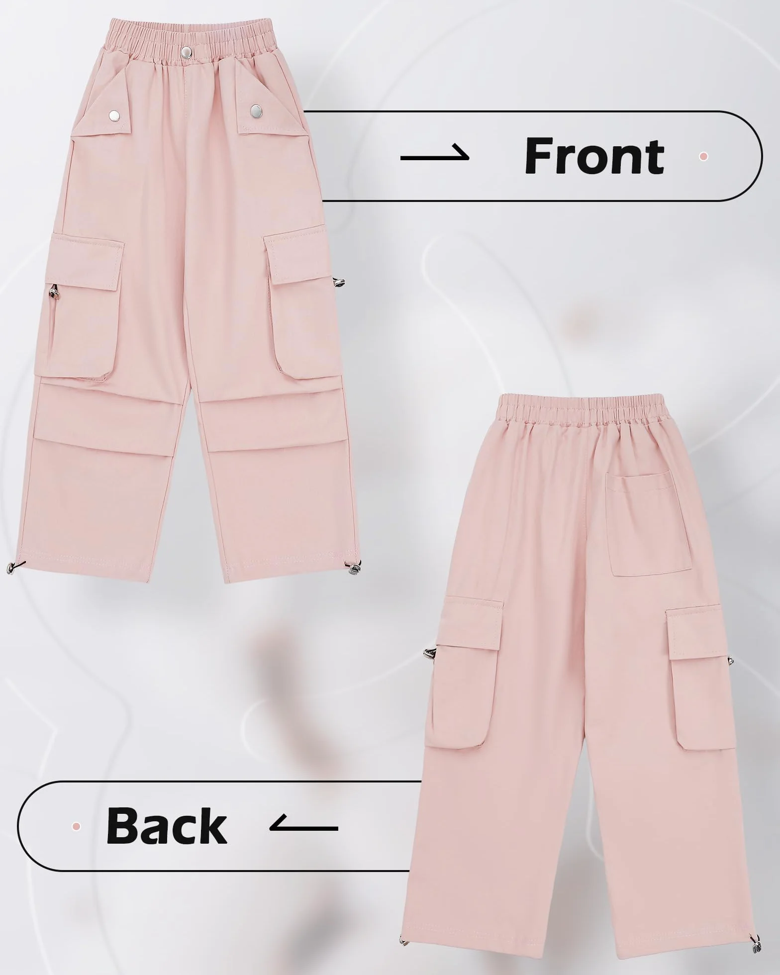 KAKU NANU Pantalones Cargo para niña Cintura elástica Bolsillos